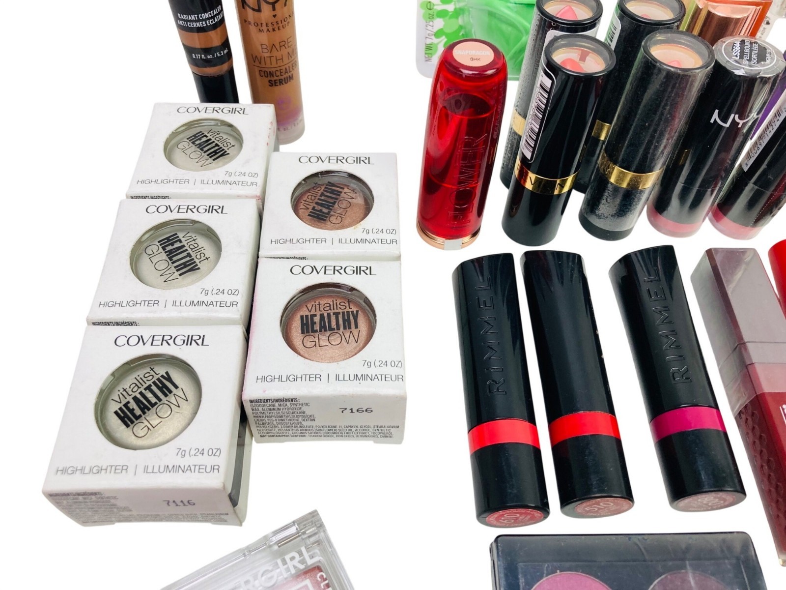 42 Pc Mixed Lot Of Makeup Products Covergirl Revlon Maybelline NYX Rimmel & More