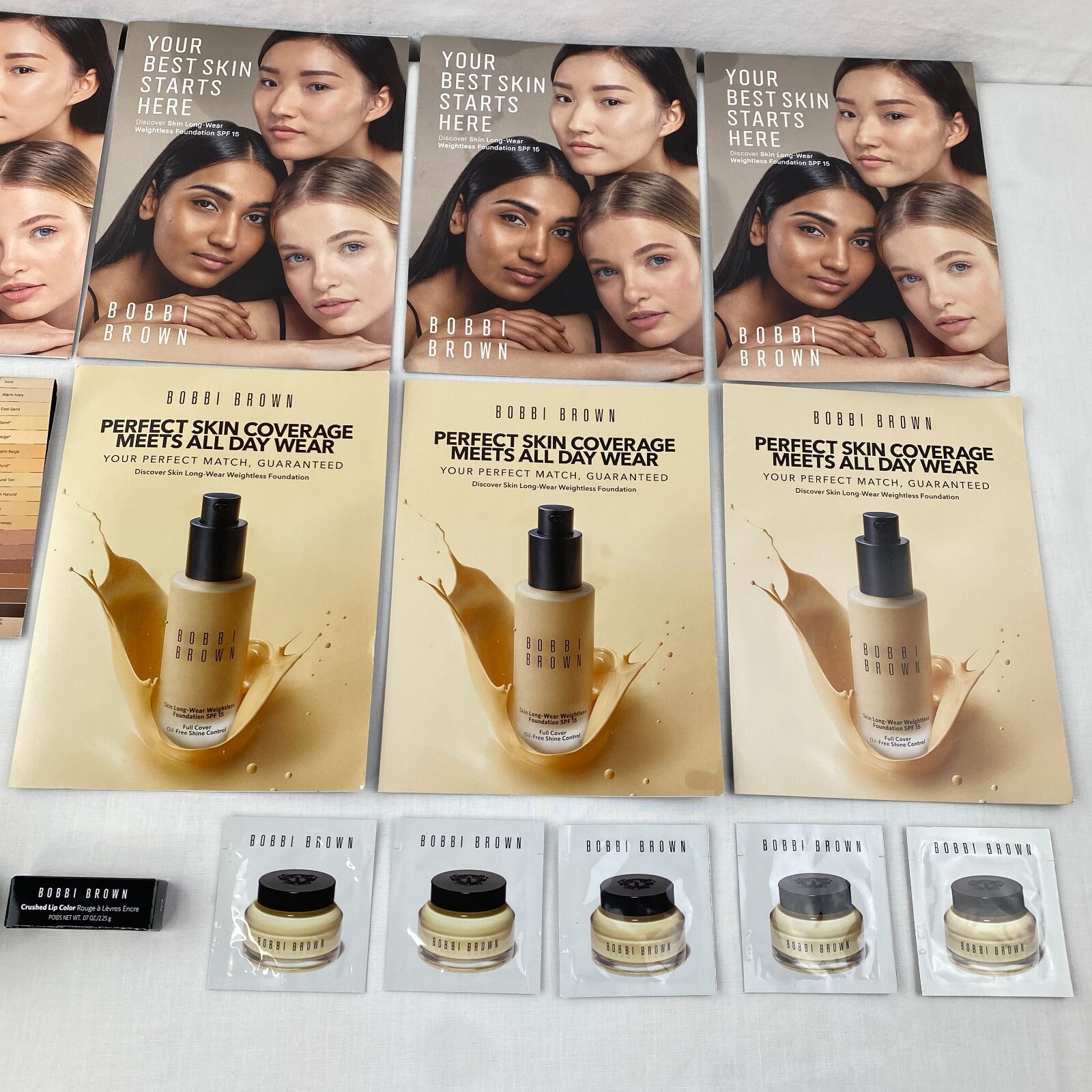 Bobbi Brown Foundation Concealer Face Base Beauty Sample LOT Bundle 21 Pcs B64