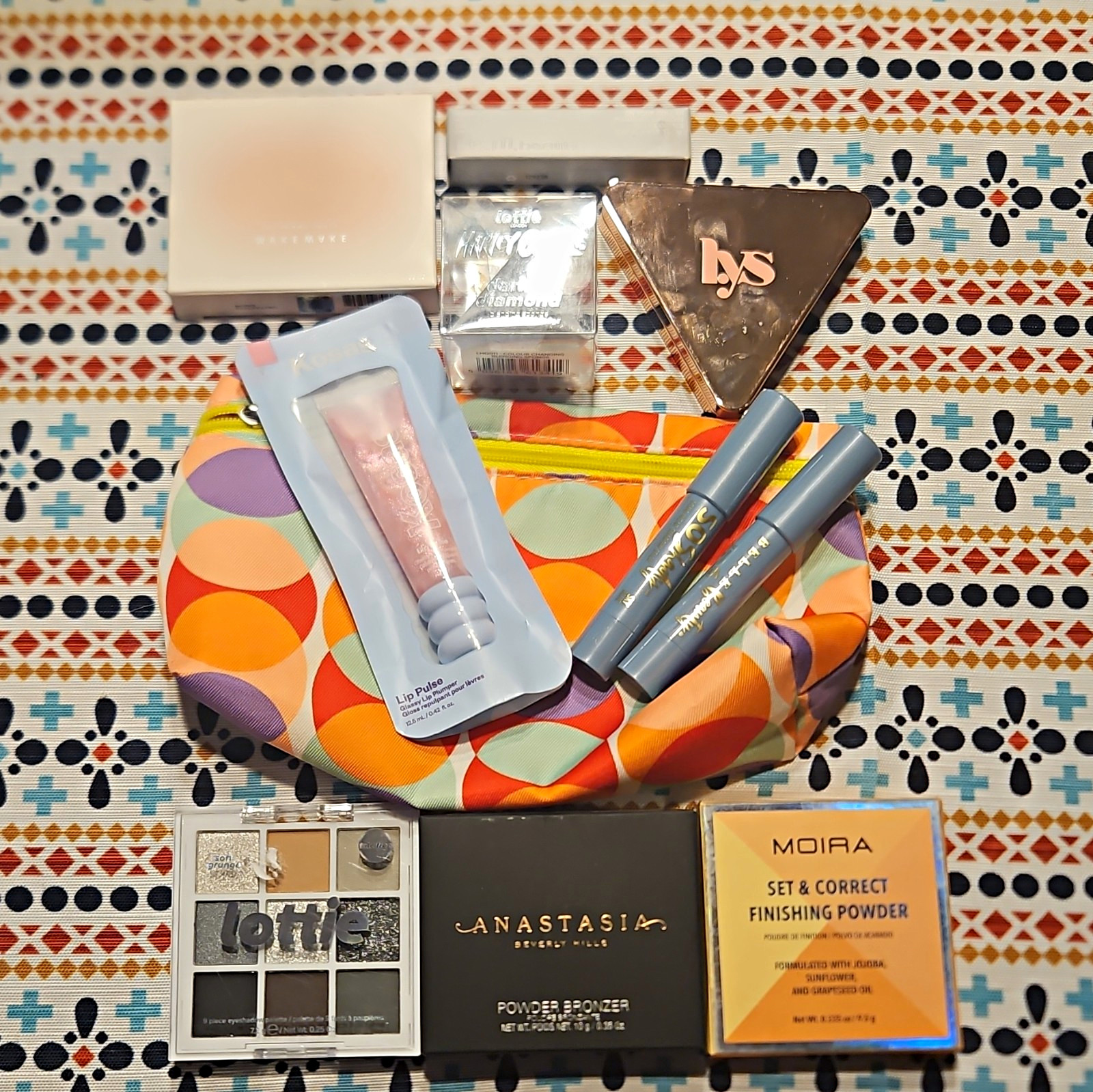 Assorted Makeup Lot: Lys,WAKEMAKE Palette, Kosas Lip, MOIRA Powder, Lottie, Etc.
