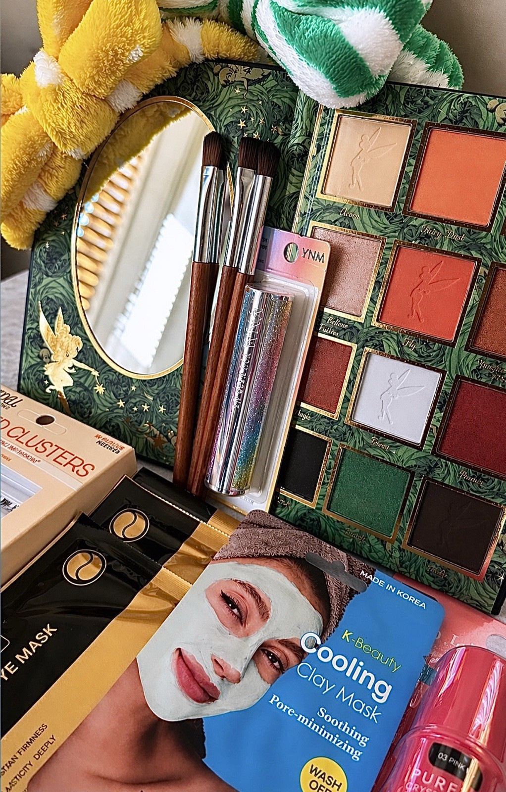 Tinker Bell Spa Day Beauty Bundle, Korean Skincare + Glitter Lip + Brushes