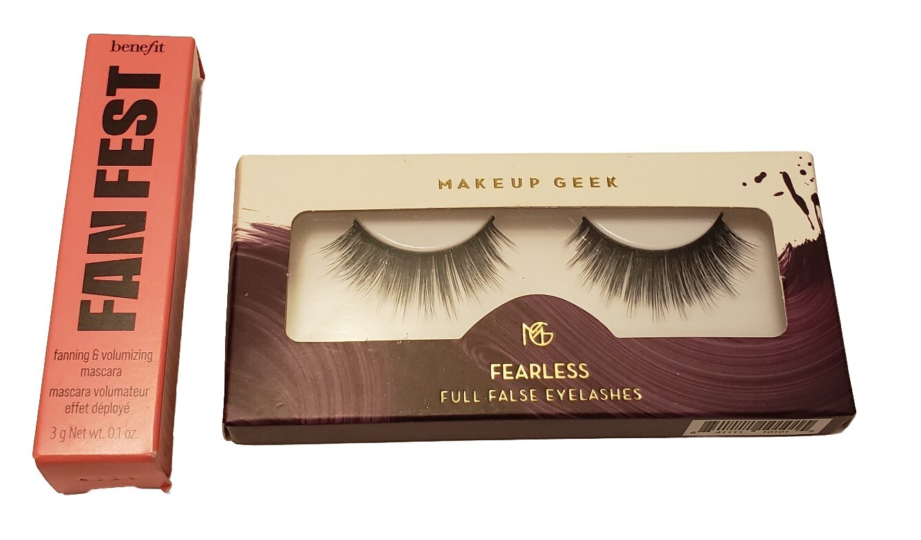 Lot Makeup Geek Full False Eyelashes “Fearless” & Benefit Fan Fest Mascara