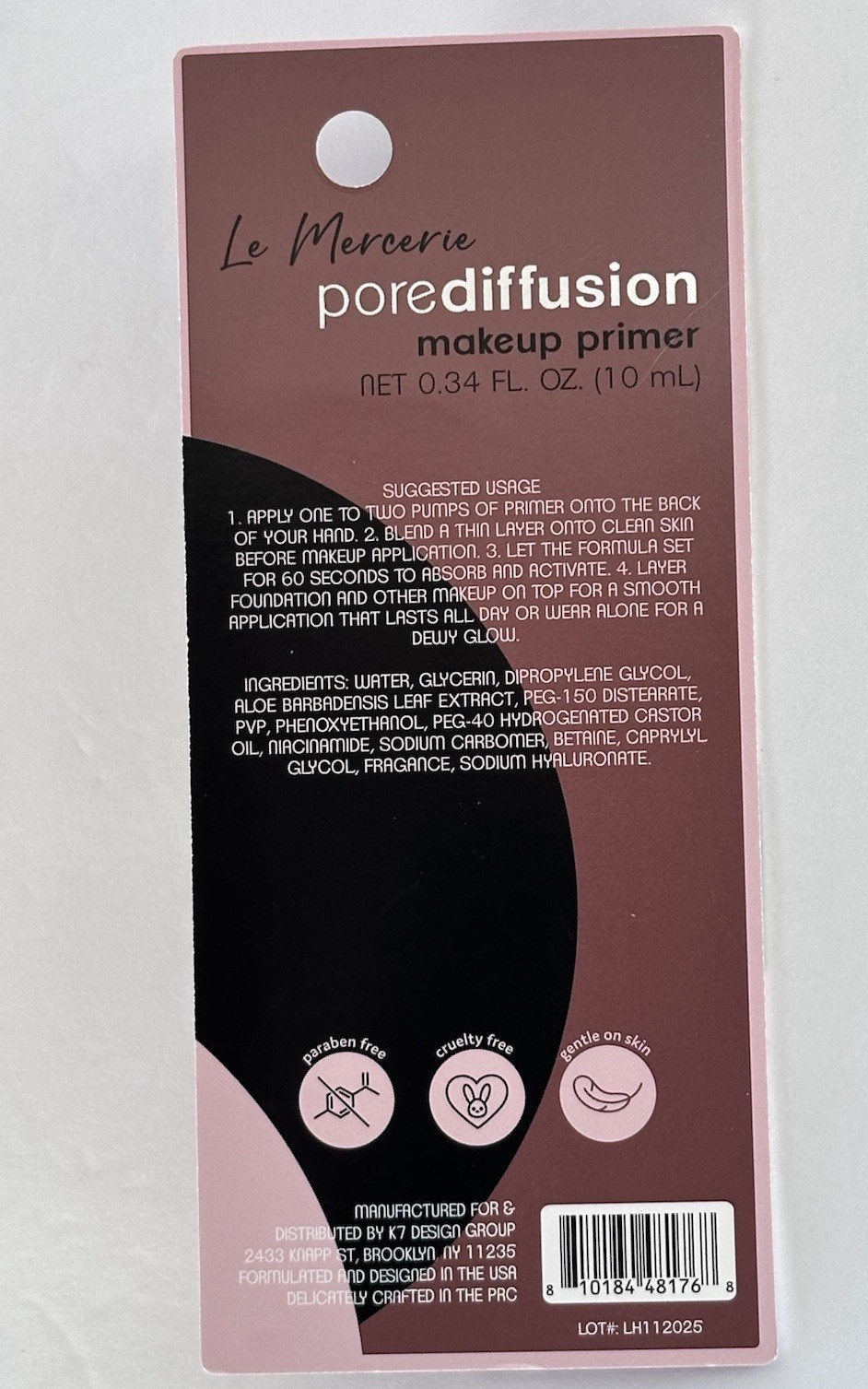 2x Lot Le Mercerie PoreDiffusion Makeup Primer Hyaluronic Acid 0.34oz