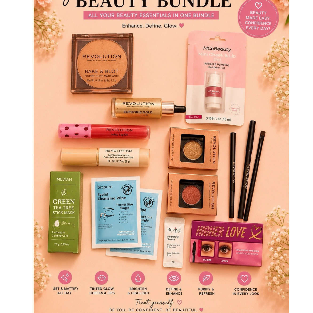 Revolution Beauty Bundle Mixed Lot Baked & Blot Juicy Lip Oil Higher Love