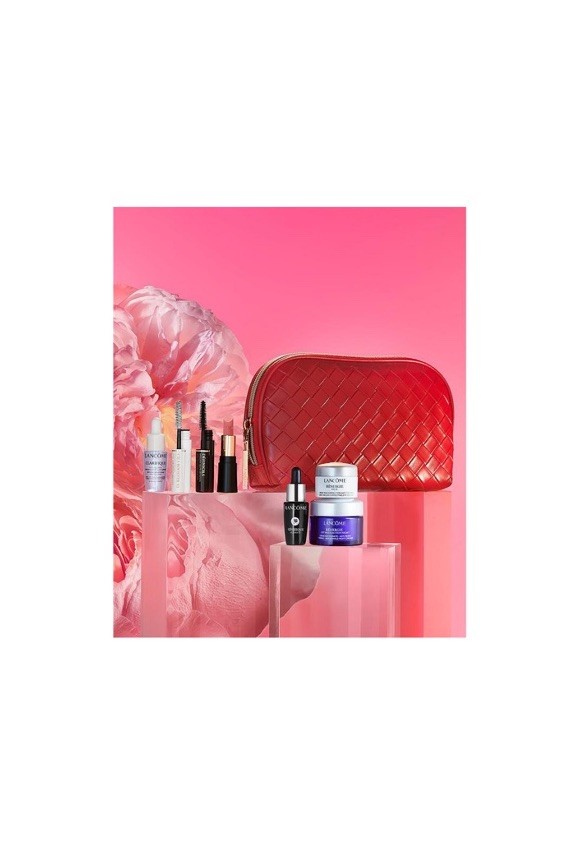 Lancome 8pc Skincare & Makeup Bag. Travel Size. New In Sealed Plastic!!