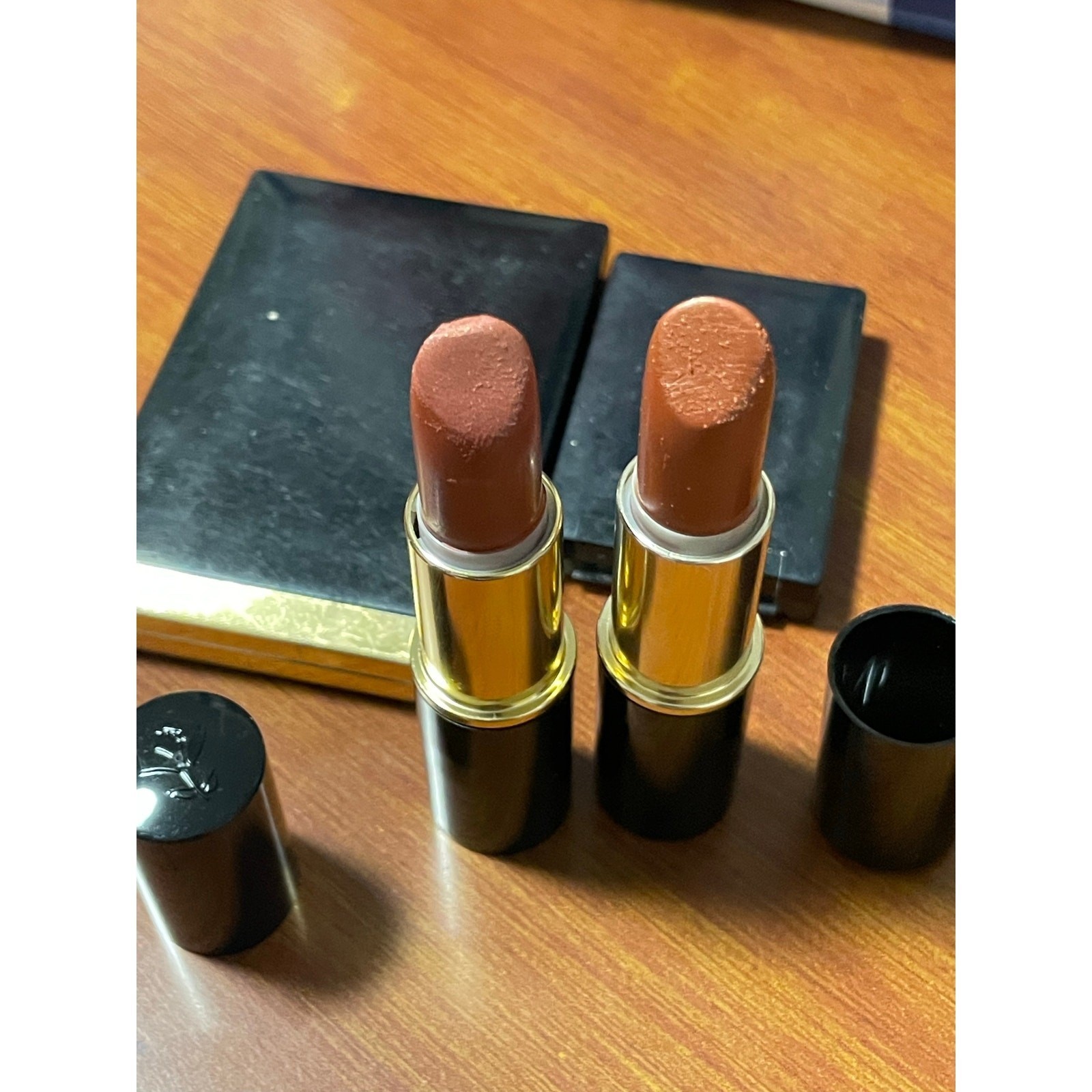 Lancôme makeup 4 Items 2 lipstick 2 eye shadows set bronze sepia rose mirror