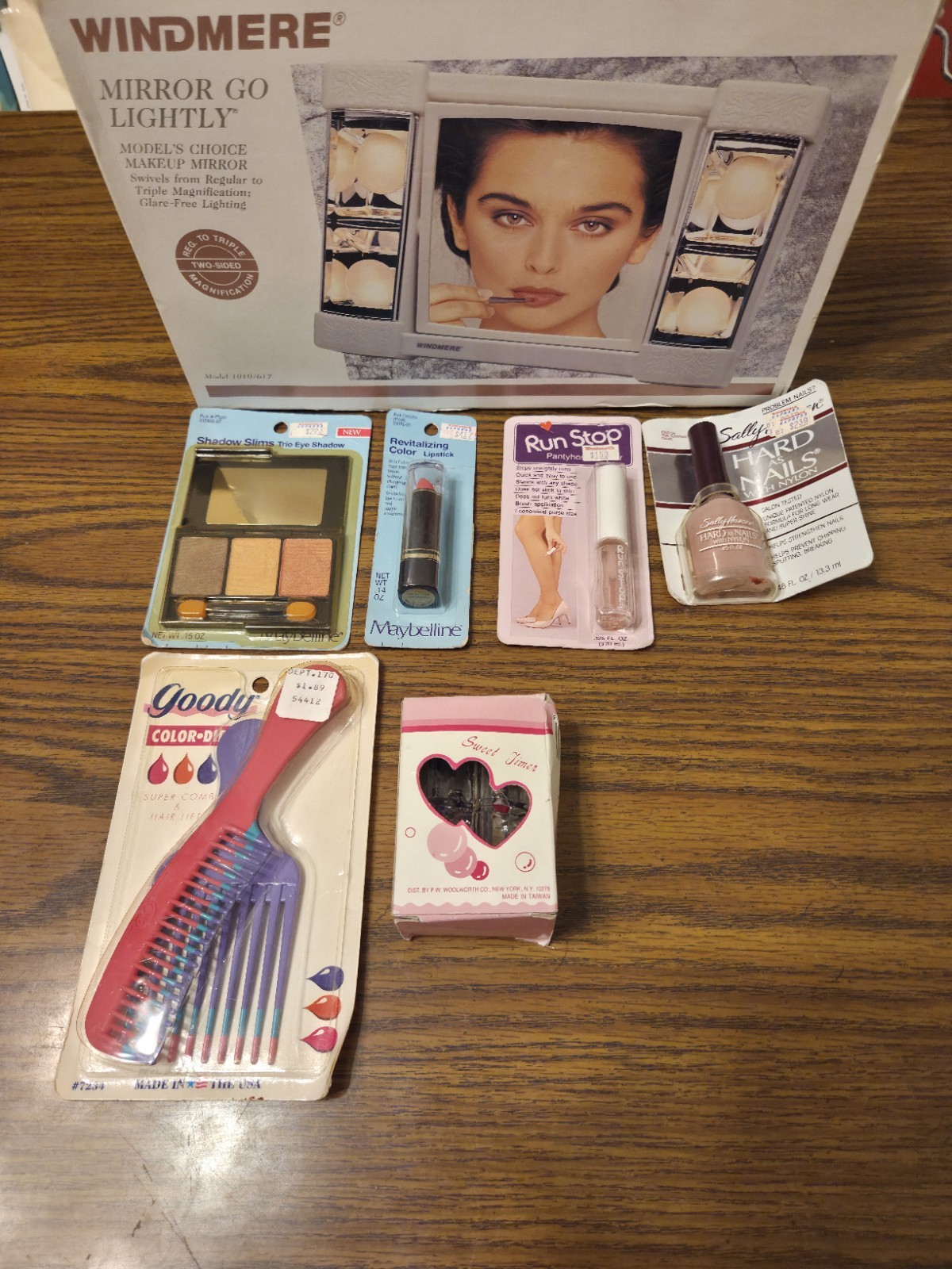 Vintage Makeup Mirror Lip Stick Nail Polish Brush Lot of 7 New Sealed Rare Items