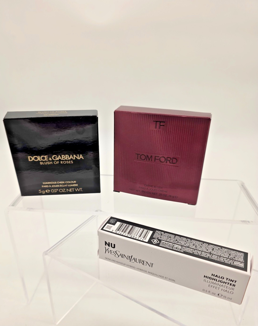 Tom Ford Crème Blush + Dolce & Gabbana Blush of Roses + YSL Halo Tint Highlight