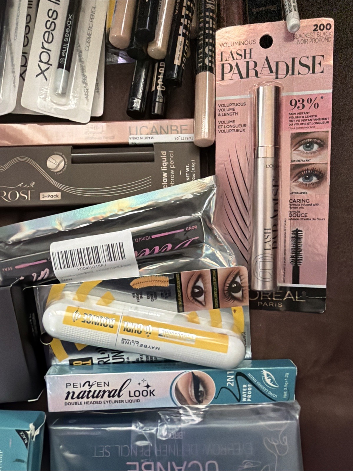 Lot of 45 Piece New Eye & Brow Makeup Products Eyeliner Mascara Maybelline NYX