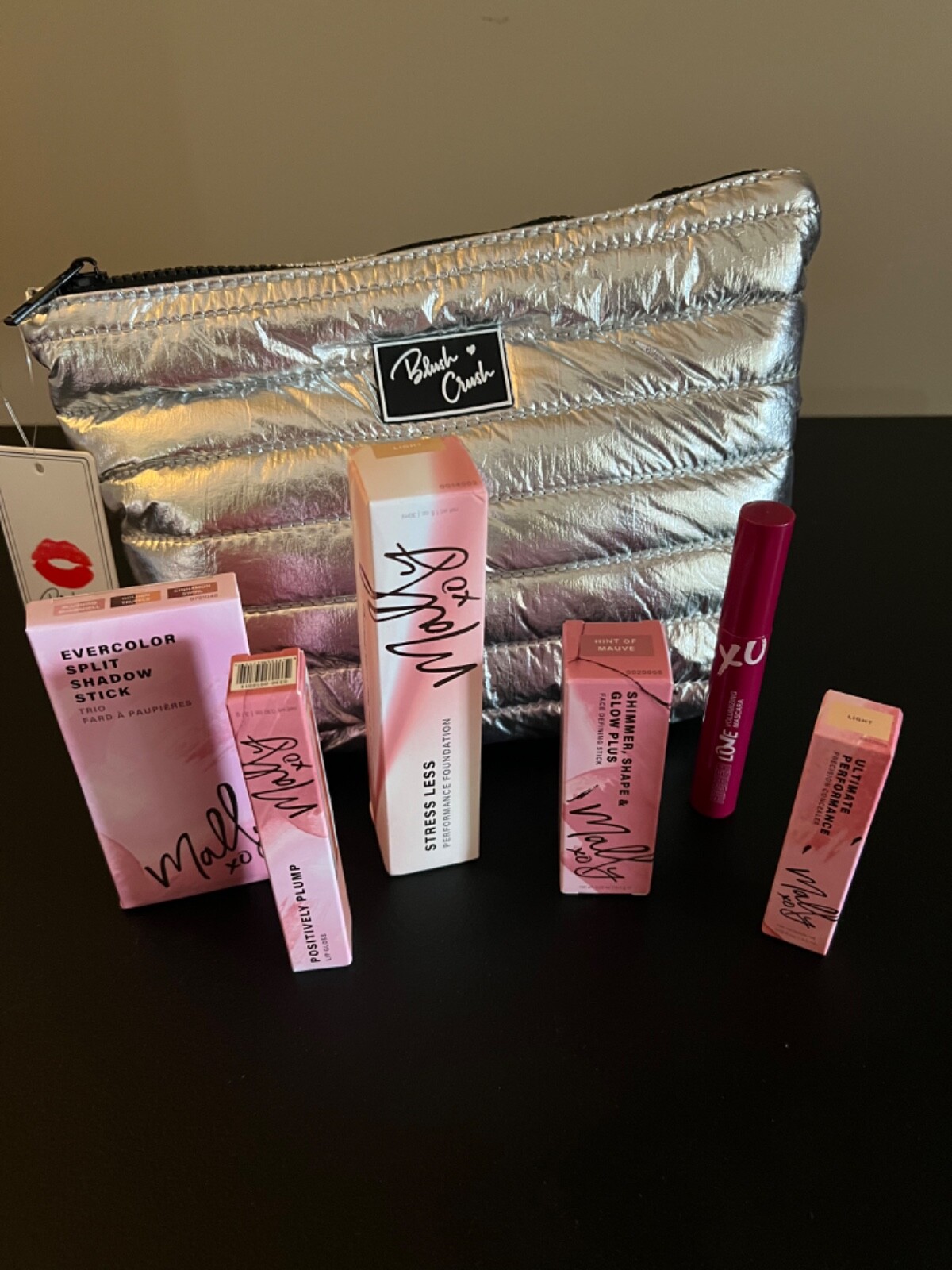 MALLY BEAUTY BUNDLE & BLUSH CRUSH COSMETIC BAG ALL NIB 7 pcs