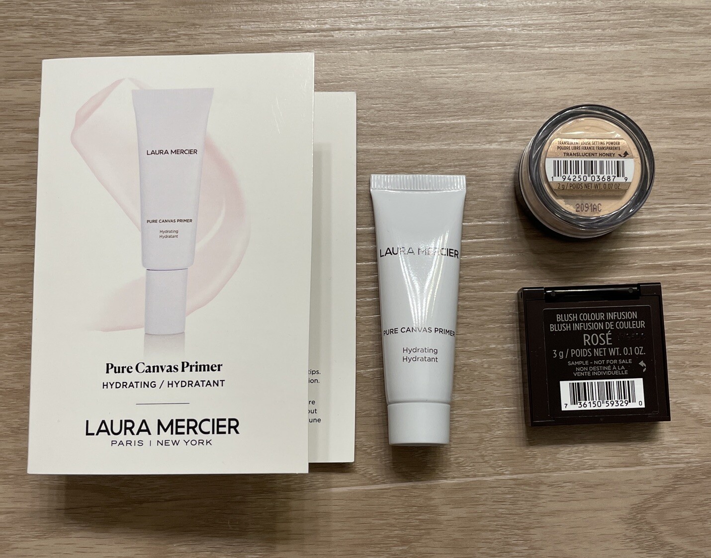 Laura Mercier 3-Pc Make Up Lot, Primer, Blush, & Translucent Powder Sample, NEW