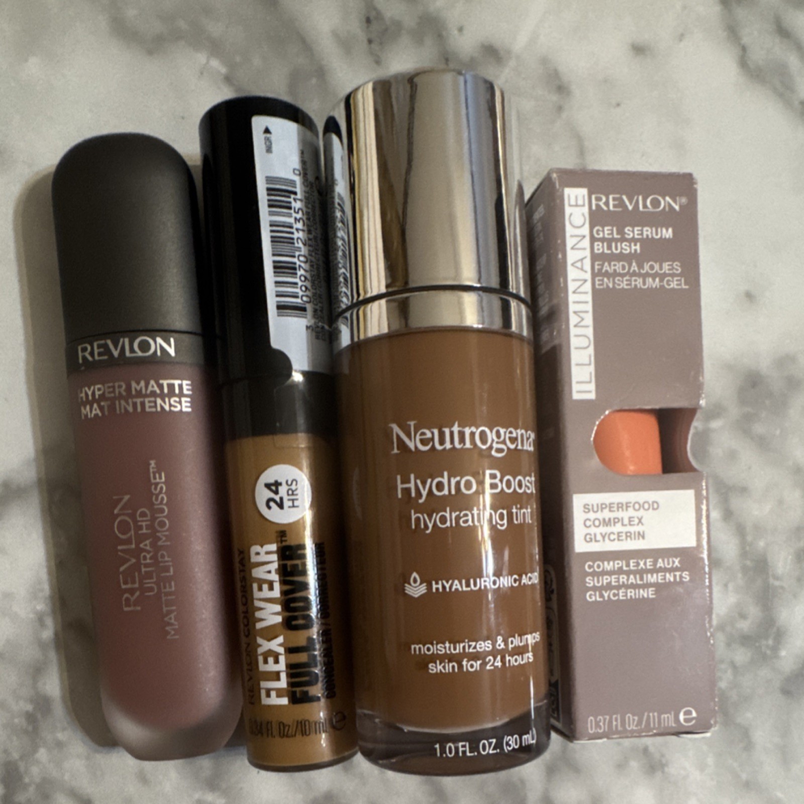 Revlon & Neutrogena Makeup Lot Hydrating 24HRS, Lip Mousse, Tint, Blush