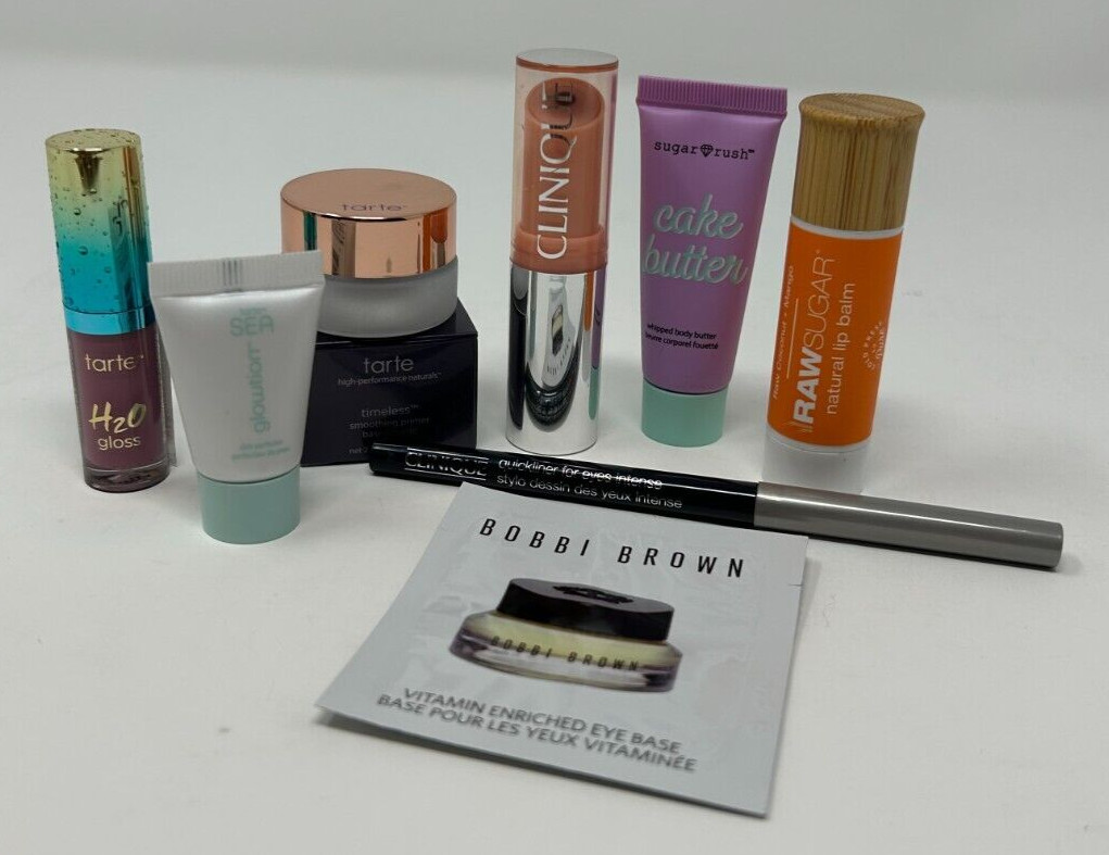 8 PC Brand New Beauty Product Samples Tarte/Clinique/Bobbi Brown/Raw Sugar New