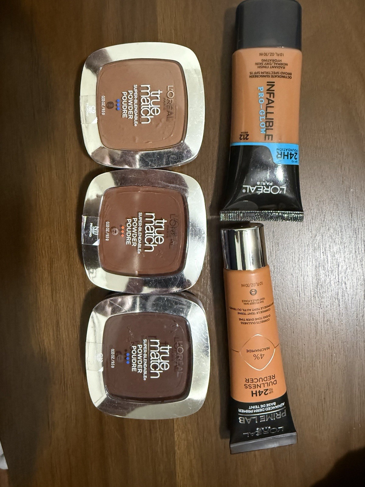 L’Oréal Makeup Lot – Foundation, Primer, 3 Powders – Deep Shades – NEW