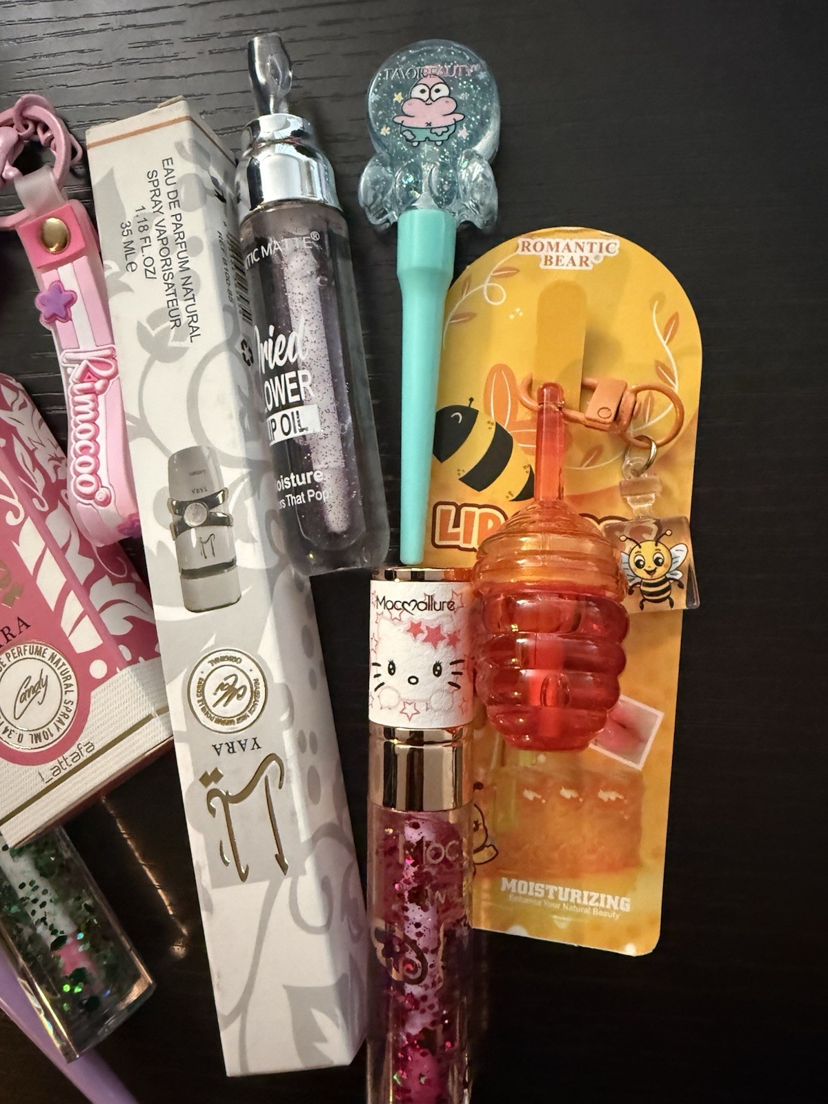 Assorted Full Size Makeup & Moisturizing Lip Gloss Lot w/ Yara & Romantic Bear