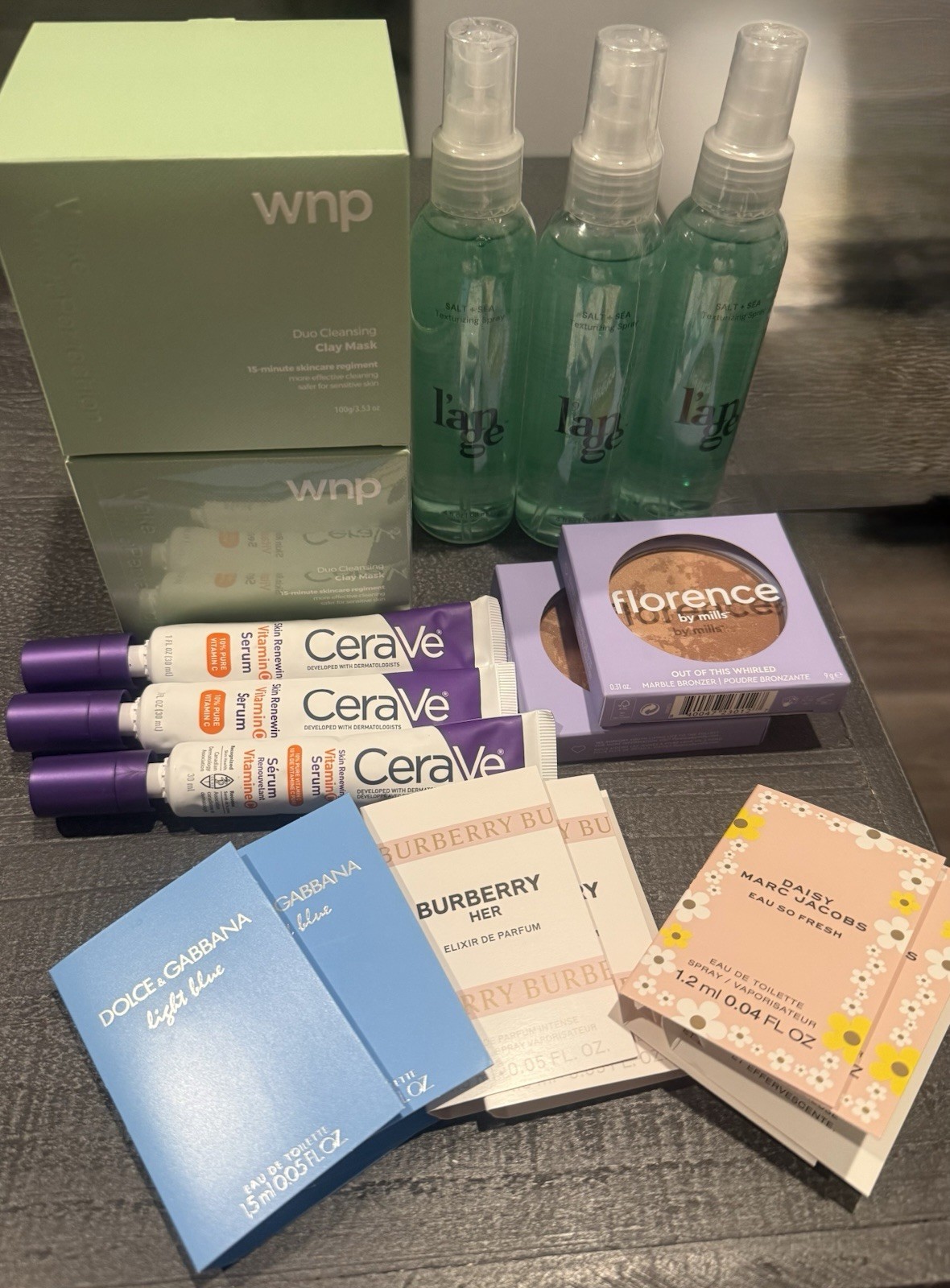 Mixed Makeup & Skincare Lot: CeraVe Vitamin C, Florence Bronzer, Dolce, Burberry