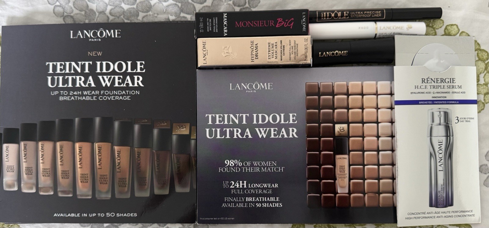 Lancome Paris Lot Foundation Genifique Red Lipstick Cils Booster XL Mascara Etc.