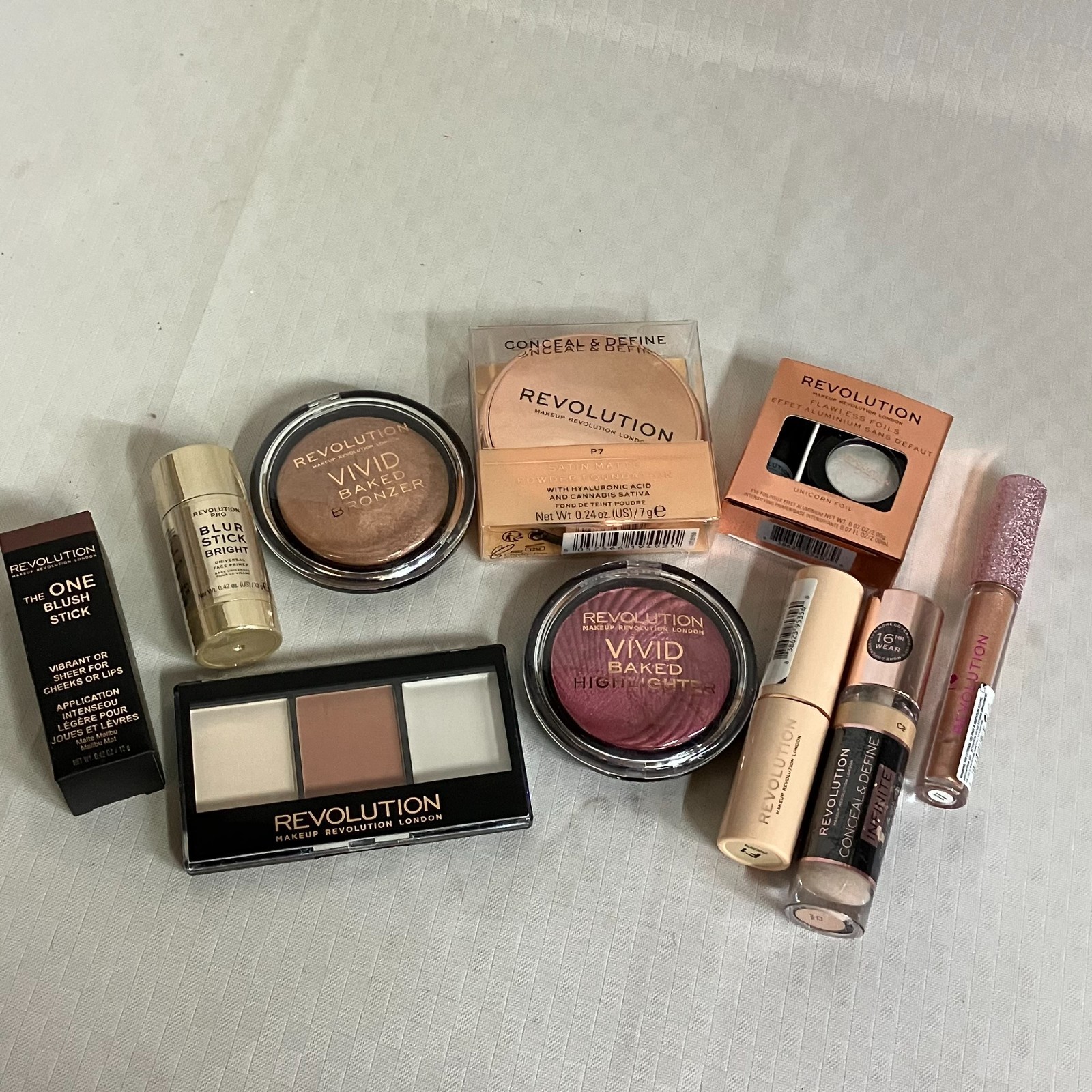 Revolution Concealers Blush Highlighter Bronze Eyeshadow & More Makeup Lot Of 10