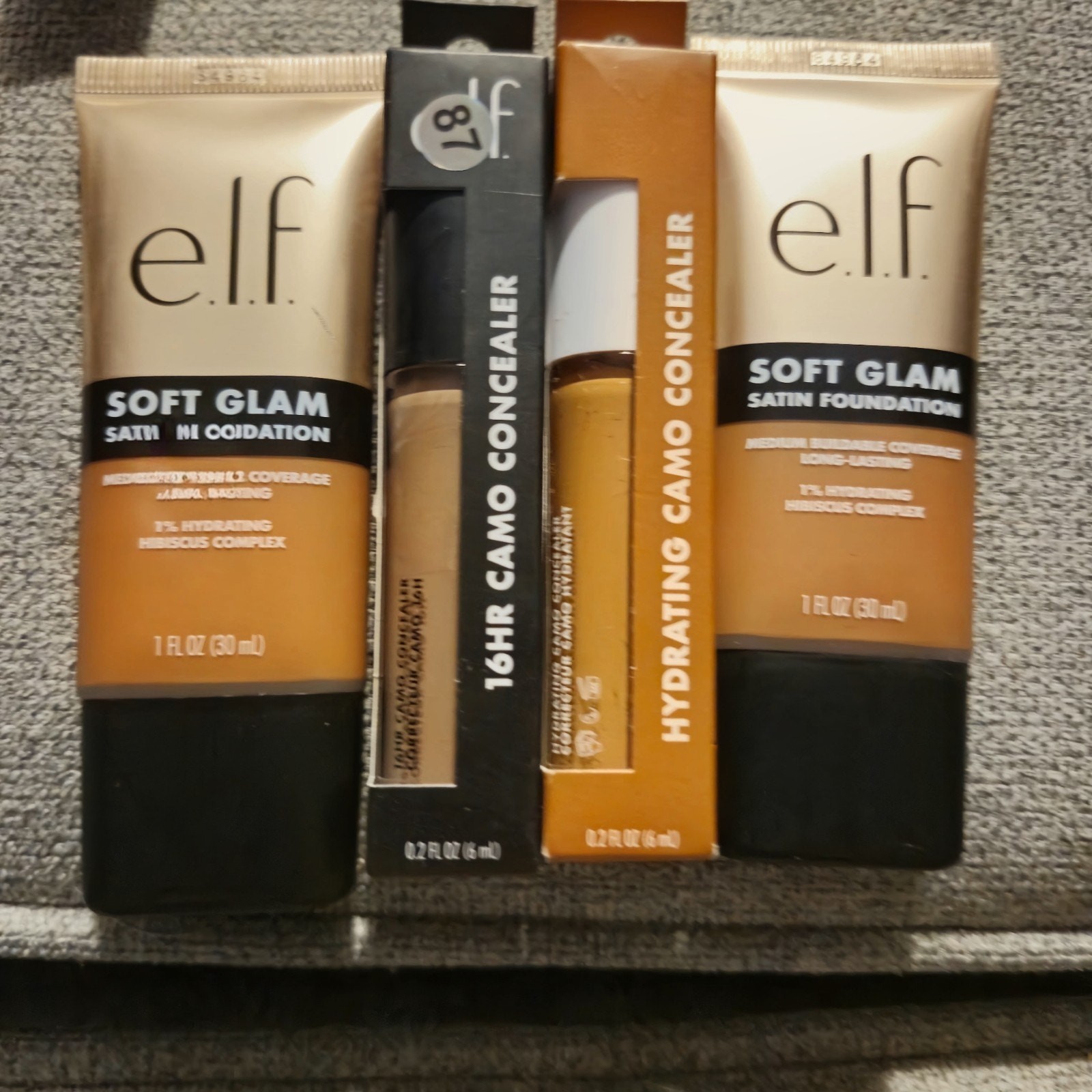 e.l.f. Soft Glam Satin Foundationx2 Deep Warm & Camo Liquid concealer X2