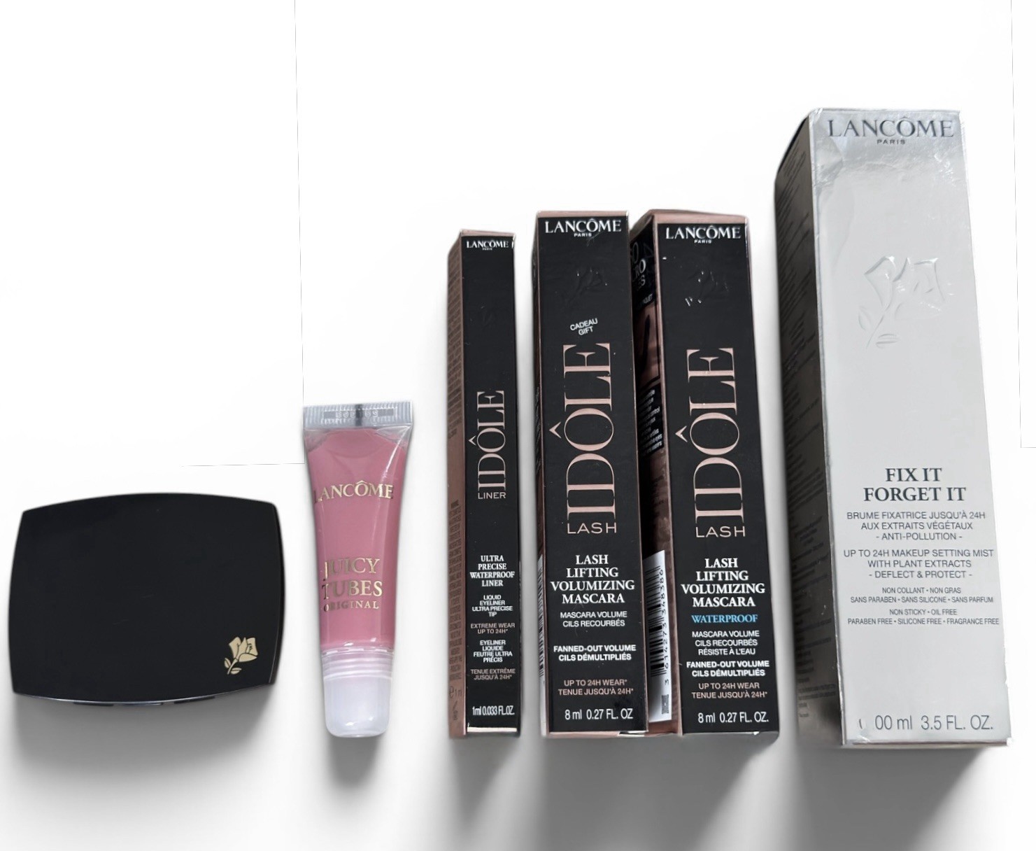 Lancome Full-Size Makeup 6-Piece Lot Lash Idole Mascara Liner Juicy-Tube Setting