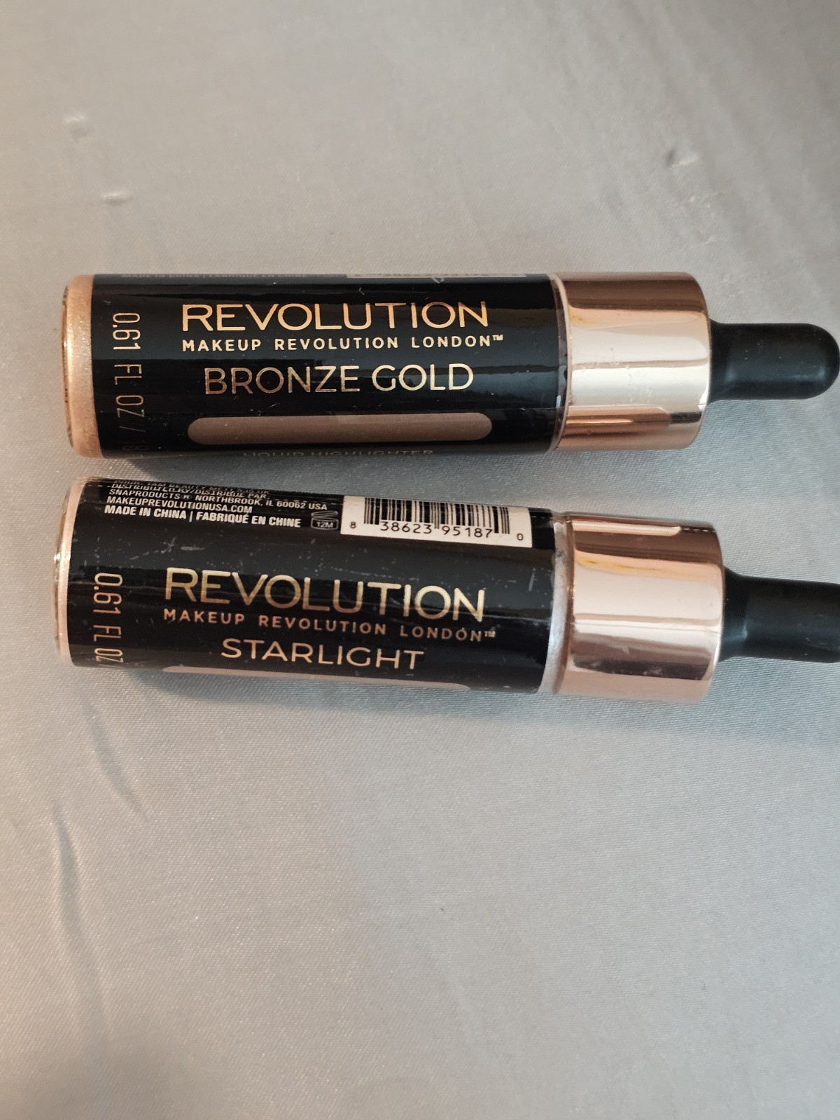 Makeup Revolution Liquid Highlighter & Lip Gloss Lot: Bronze Gold, Starlight