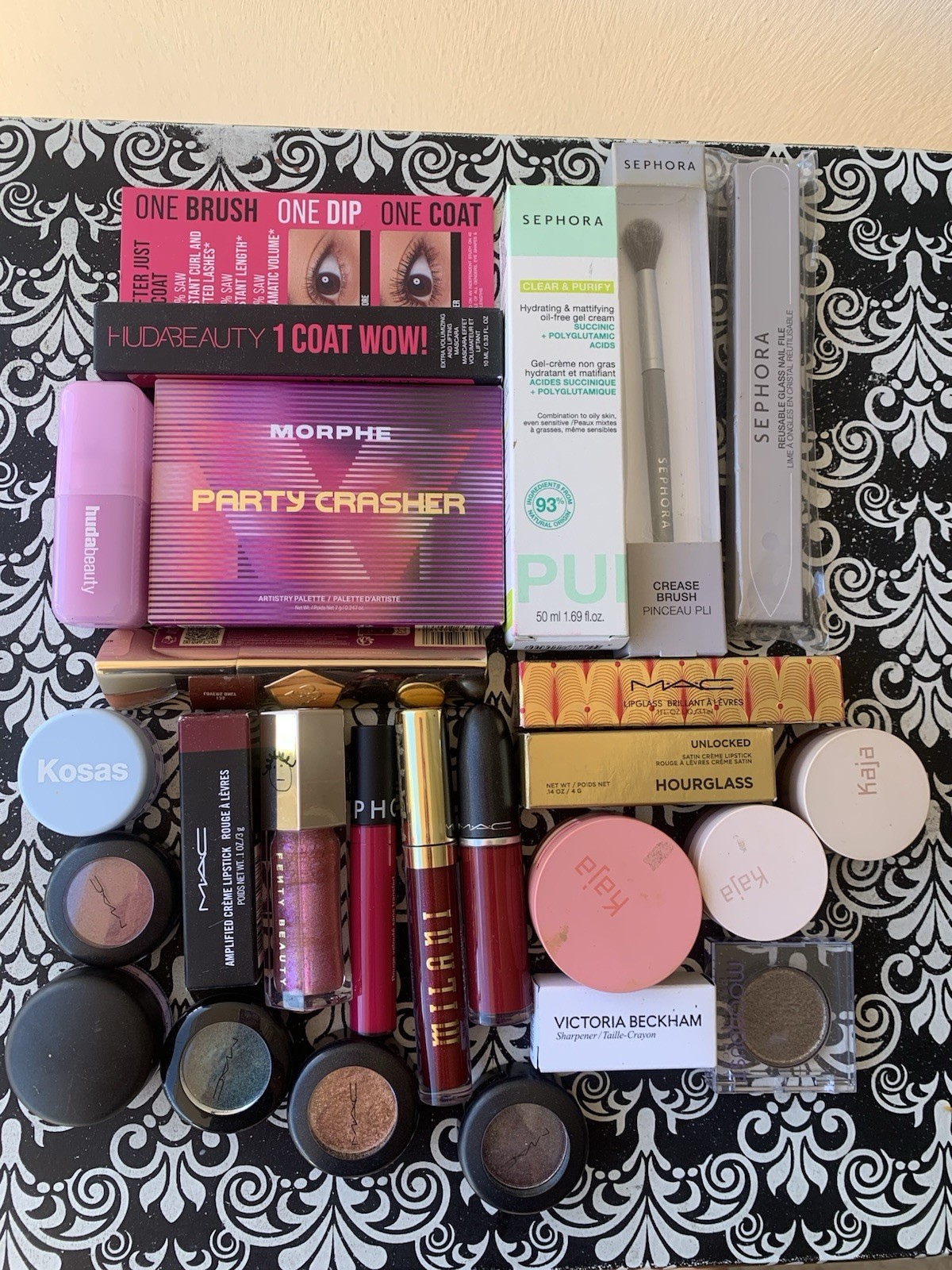 NWT Huge Lot Huda Mac Morphe Hourglass Kosas Fenty Kaja Lip Mascara Eyeshadows