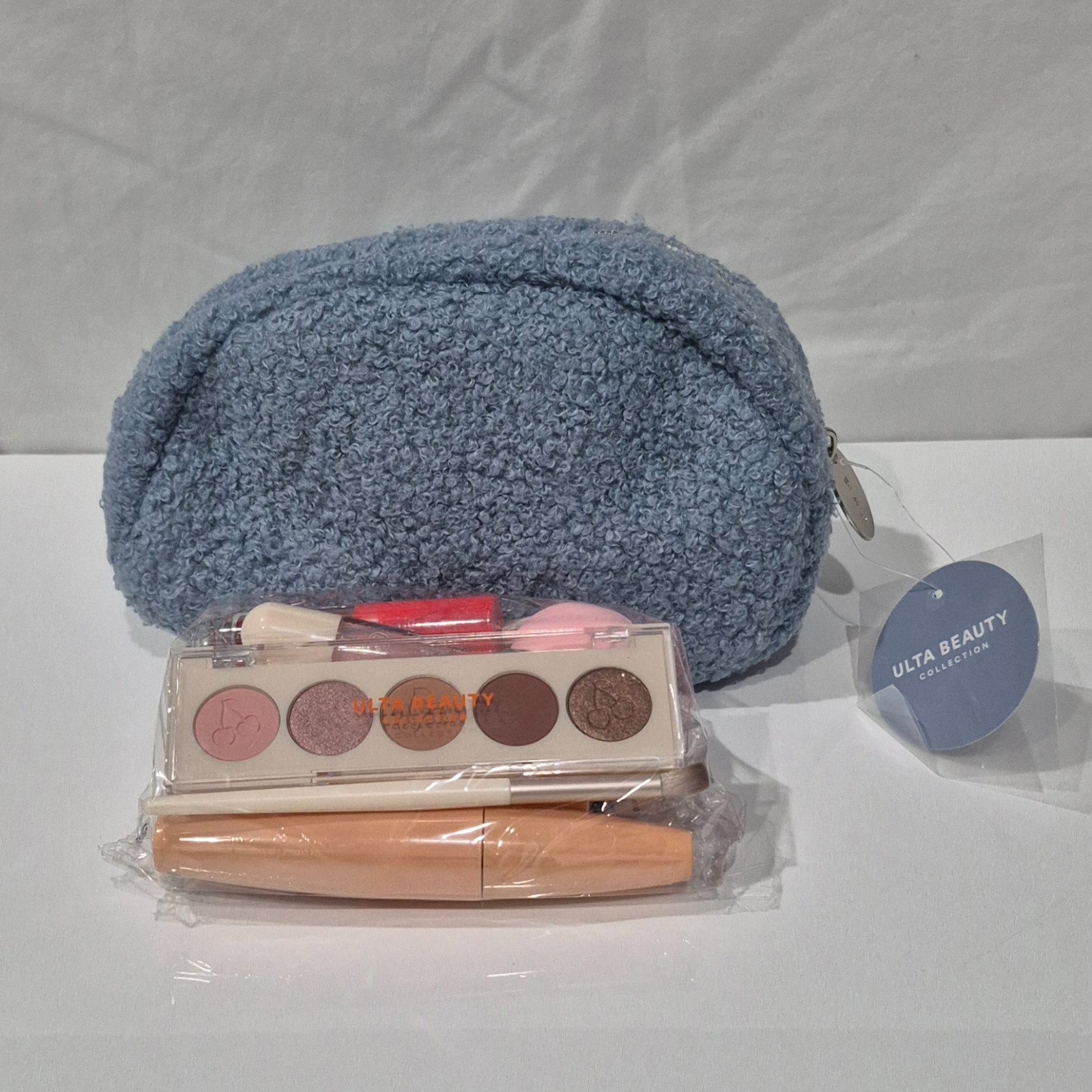 Ulta Makeup Sample Kit with Fuzzy Light Blue Makeup Bag