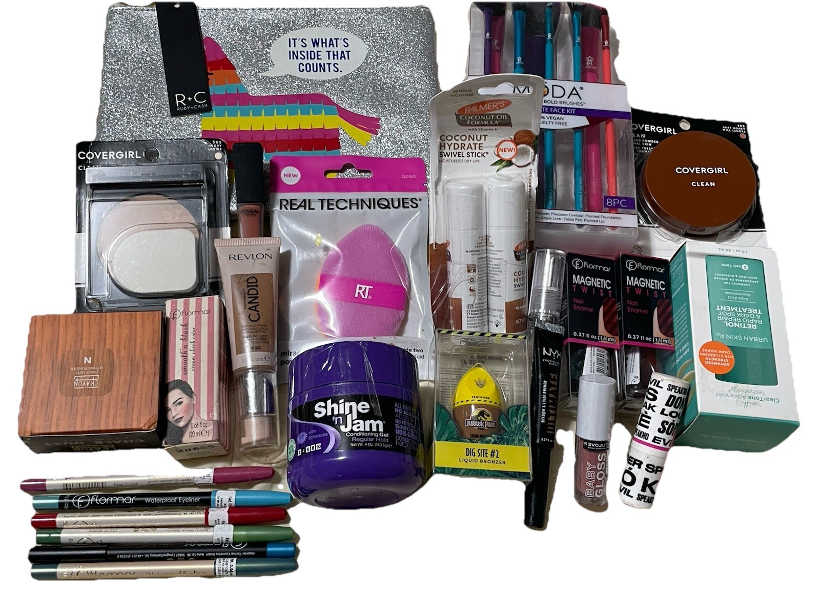 24 Piece Mixed Makeup Lot Revlon L’Oréal NYX Flormar Covergirl Shine Jam Urban L