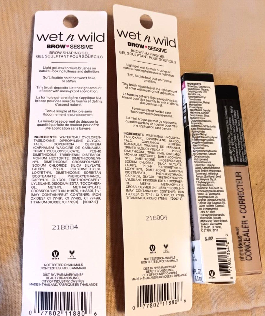 Wet n Wild Lot Blonde Brow Gel Light Ivory Fair Beige Photofocus Concealer Wand