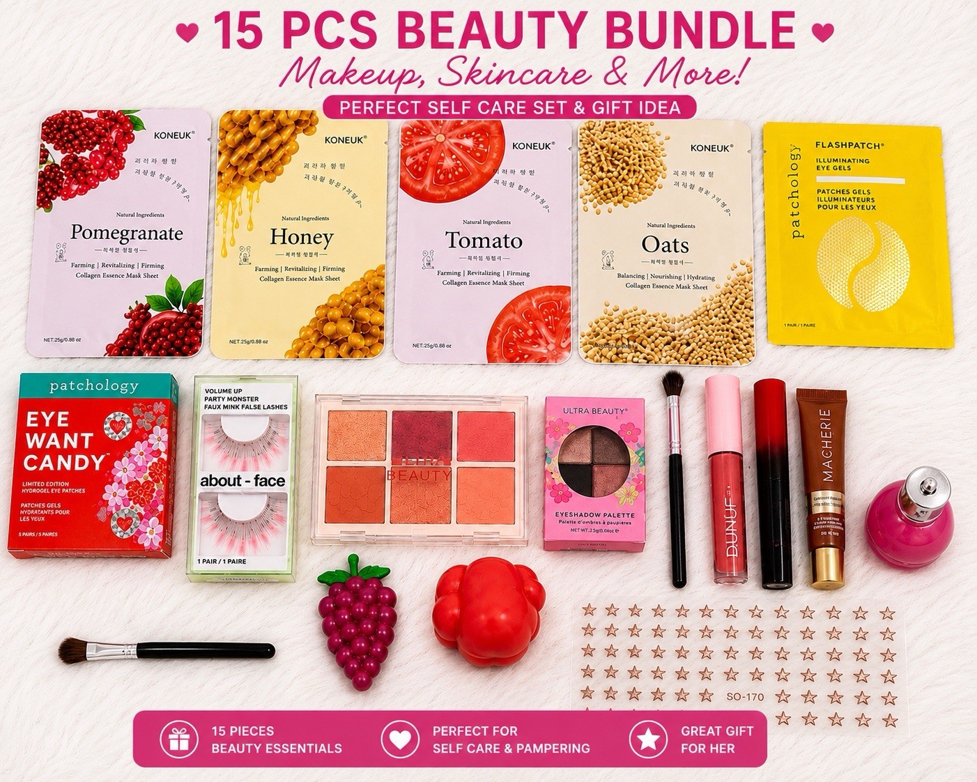 Patchology Koneuk Beauty Bundle Makeup & Skincare Set Hydrating Firming