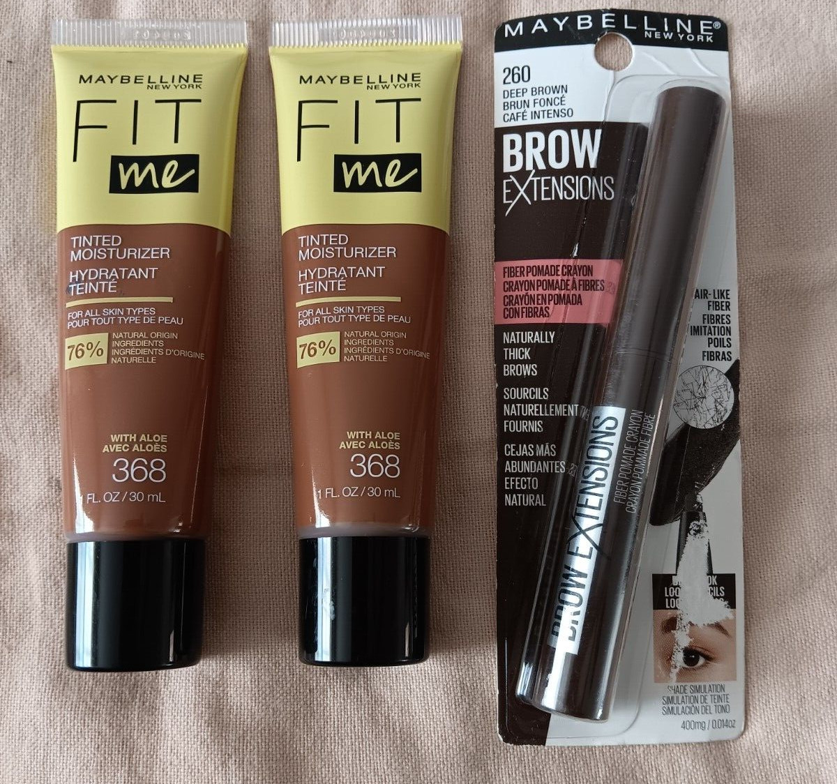 Maybelline Fit Me Tinted Moisturizer #368 Brow Extensions #260 Deep Brown Crayon