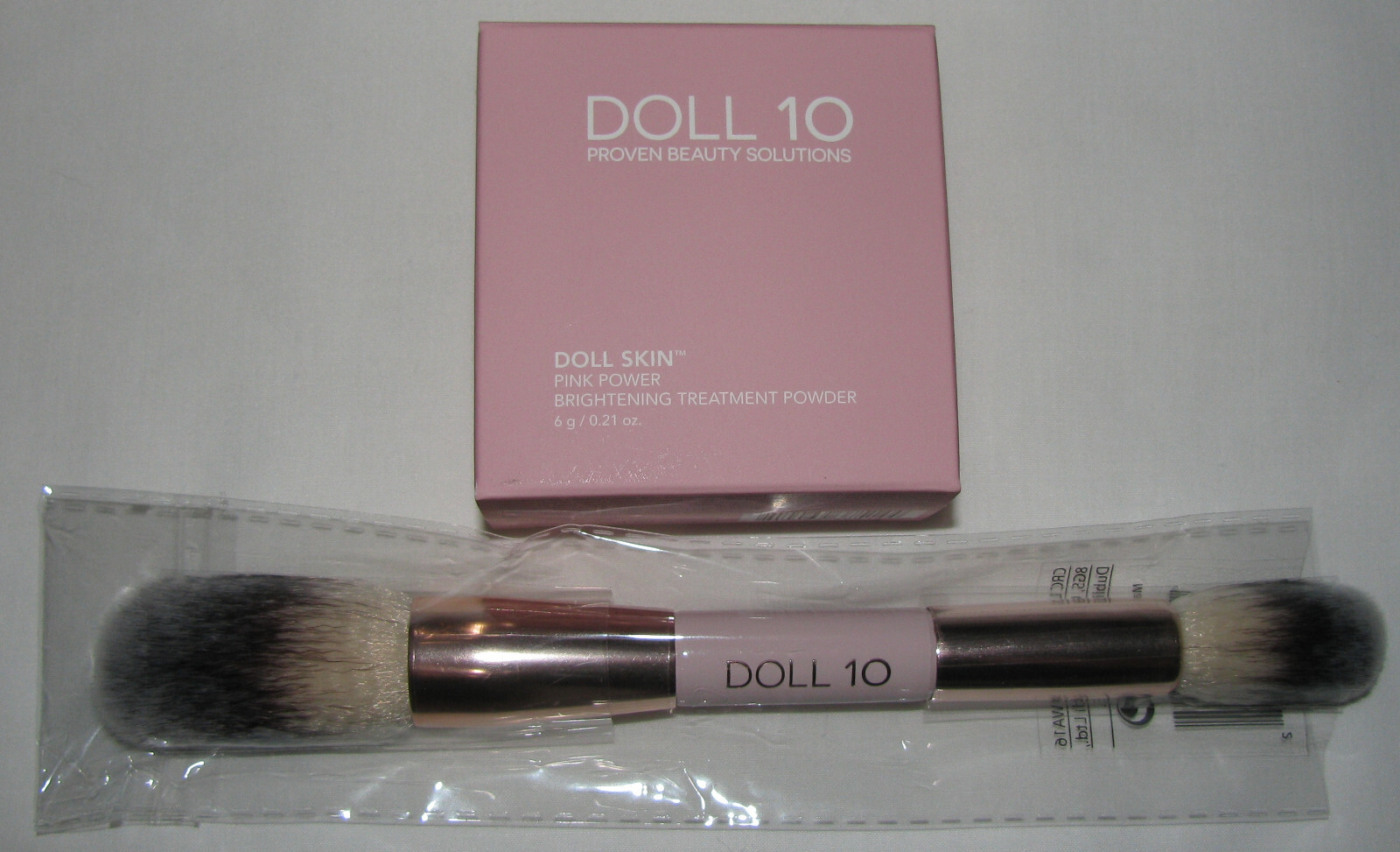 DOLL 10 Makeup Collection Face/Eyes/Cheeks/Lips Double-Ended Powder Brush 12PC