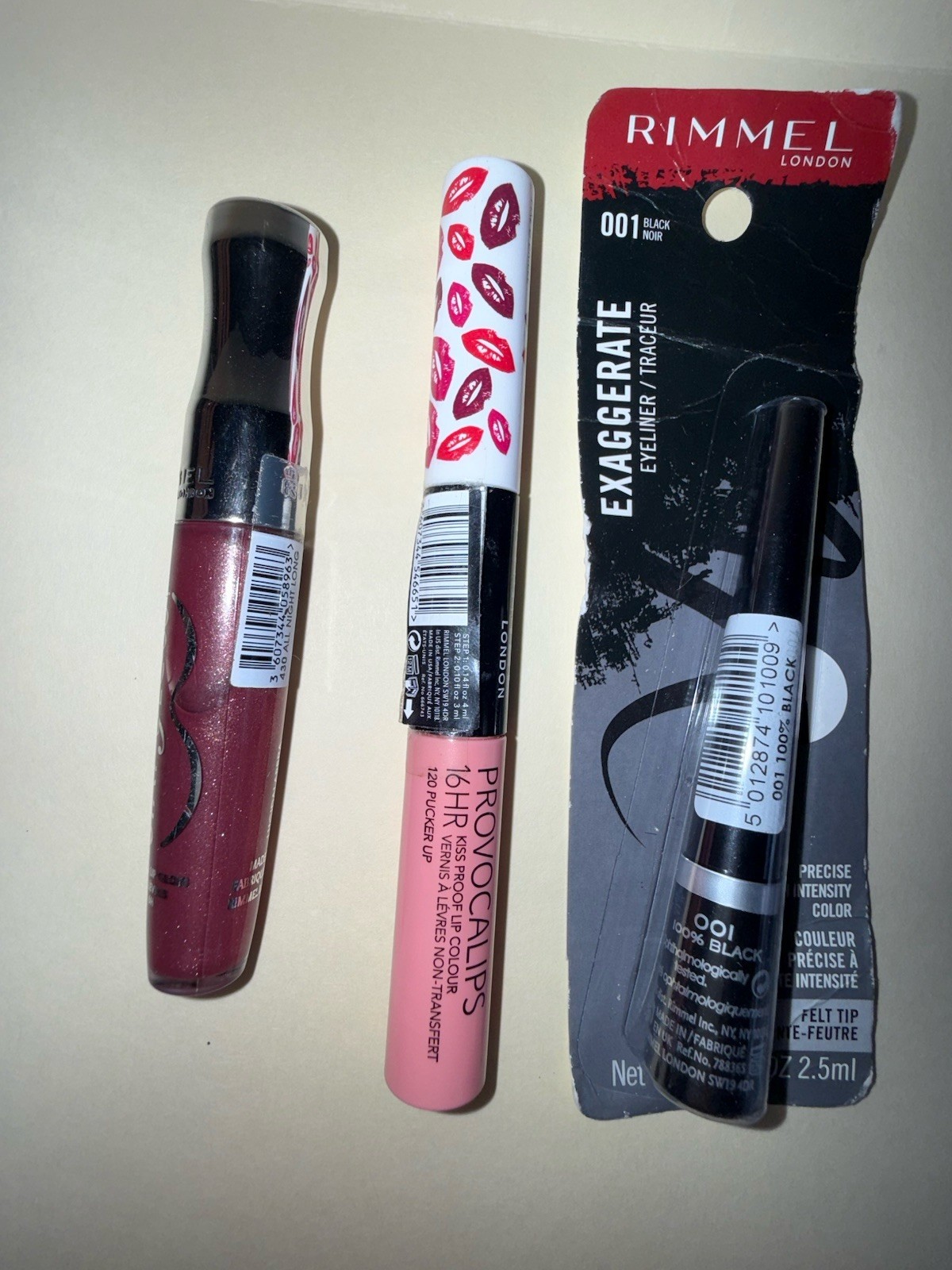 Lot of 3 Rimmel Makeup: Lip Colour Eyeliner New
