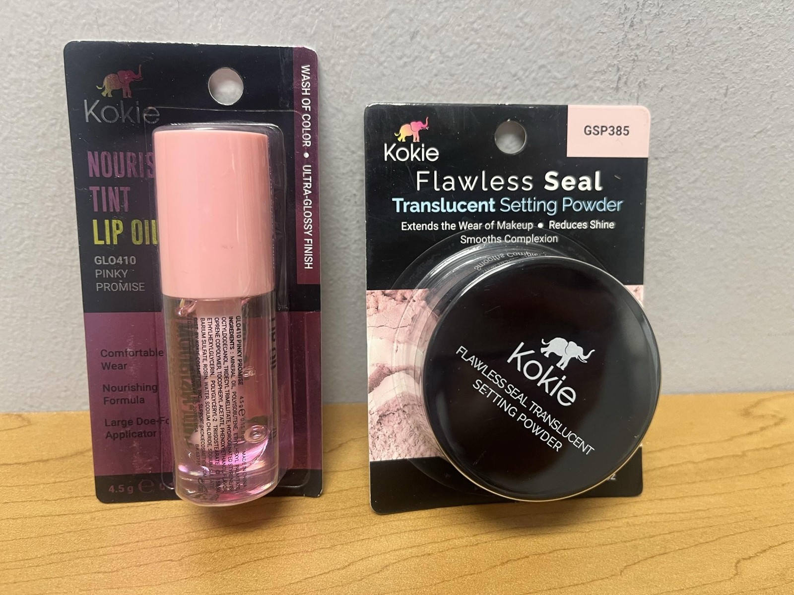 Kokie Nourish Tint Lip Oil Pinky Promise & Flawless Seal Powder Cruelty Free
