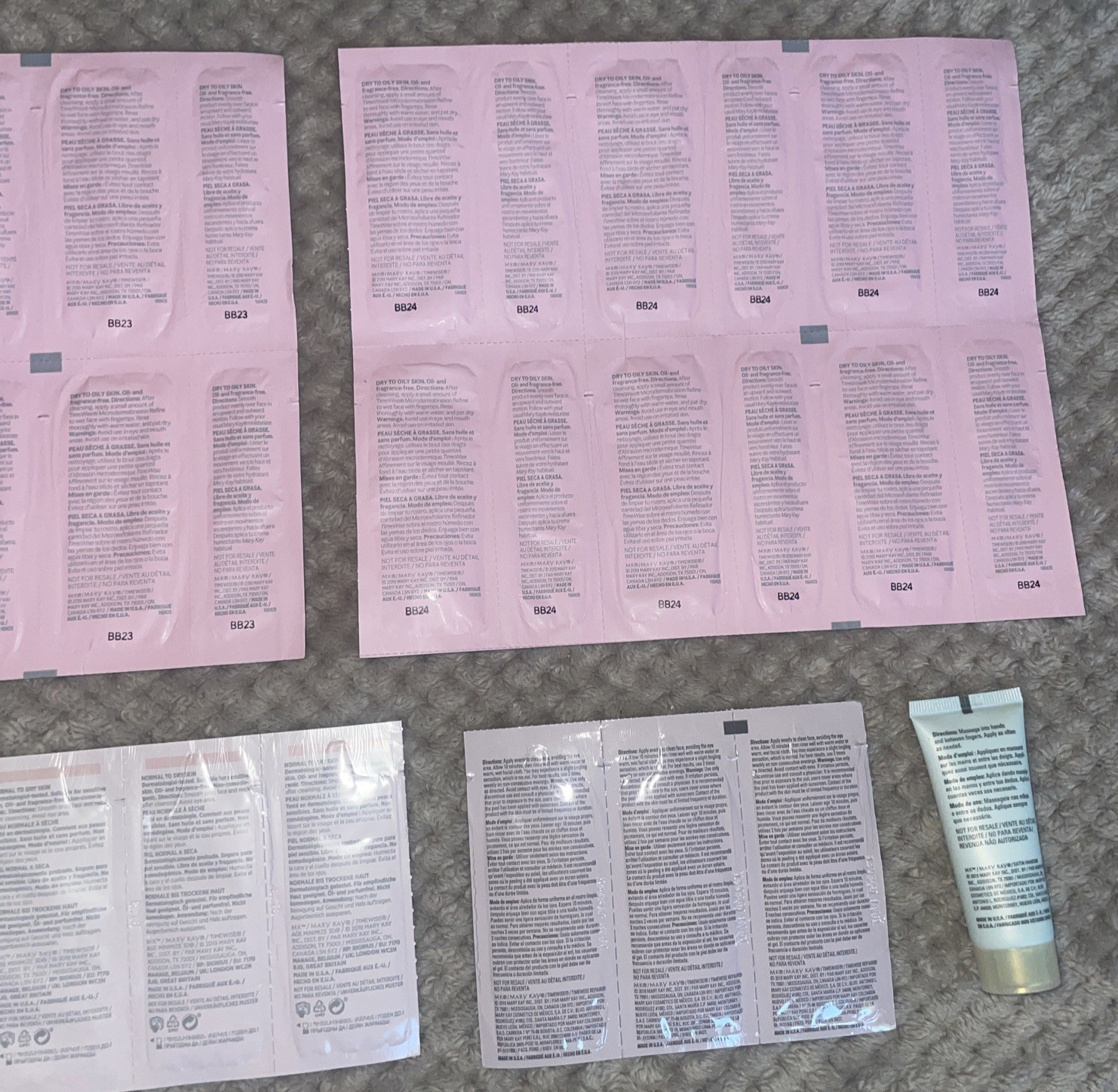 MARY KAY SAMPLES LOT Skincare Timewise Satin Hands Clearproof Clay Mask