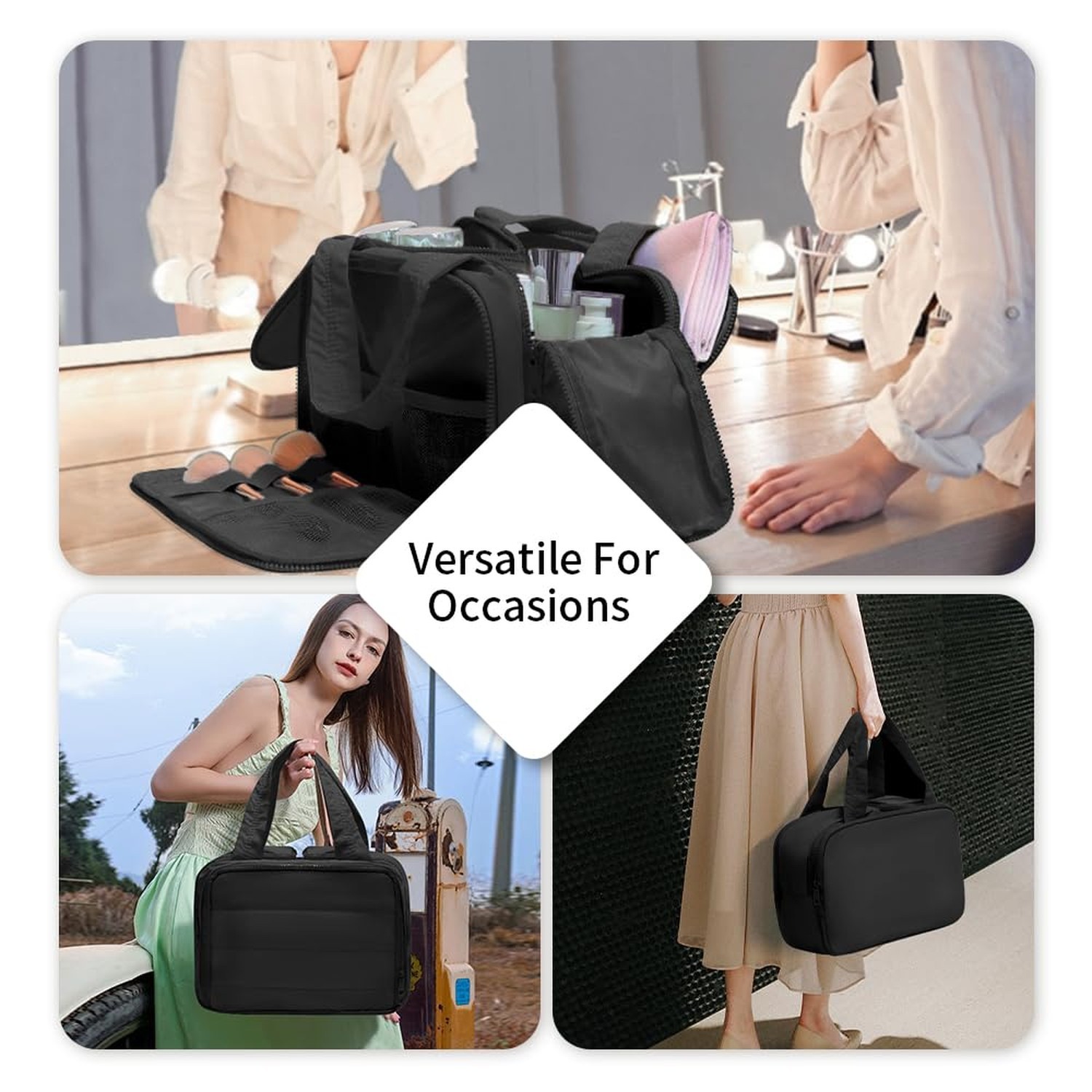 Puffer Travel Toiletry Bag – Large Capacity 11.8”L Makeup Organizer,