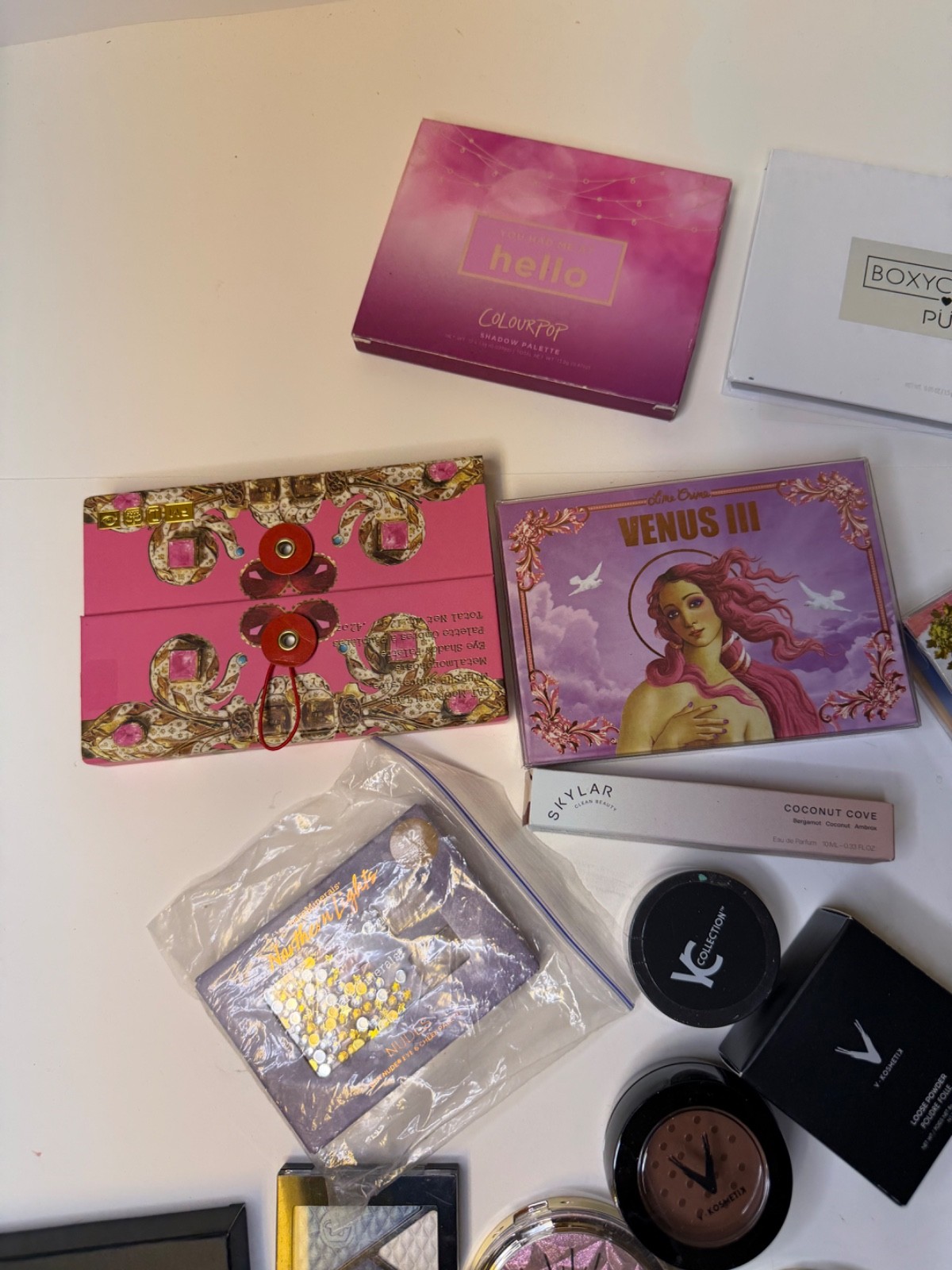 Large Makeup Bundle Lot Eyeshadow Palettes ColourPop PUR Lime Crime Pixi ELF & M