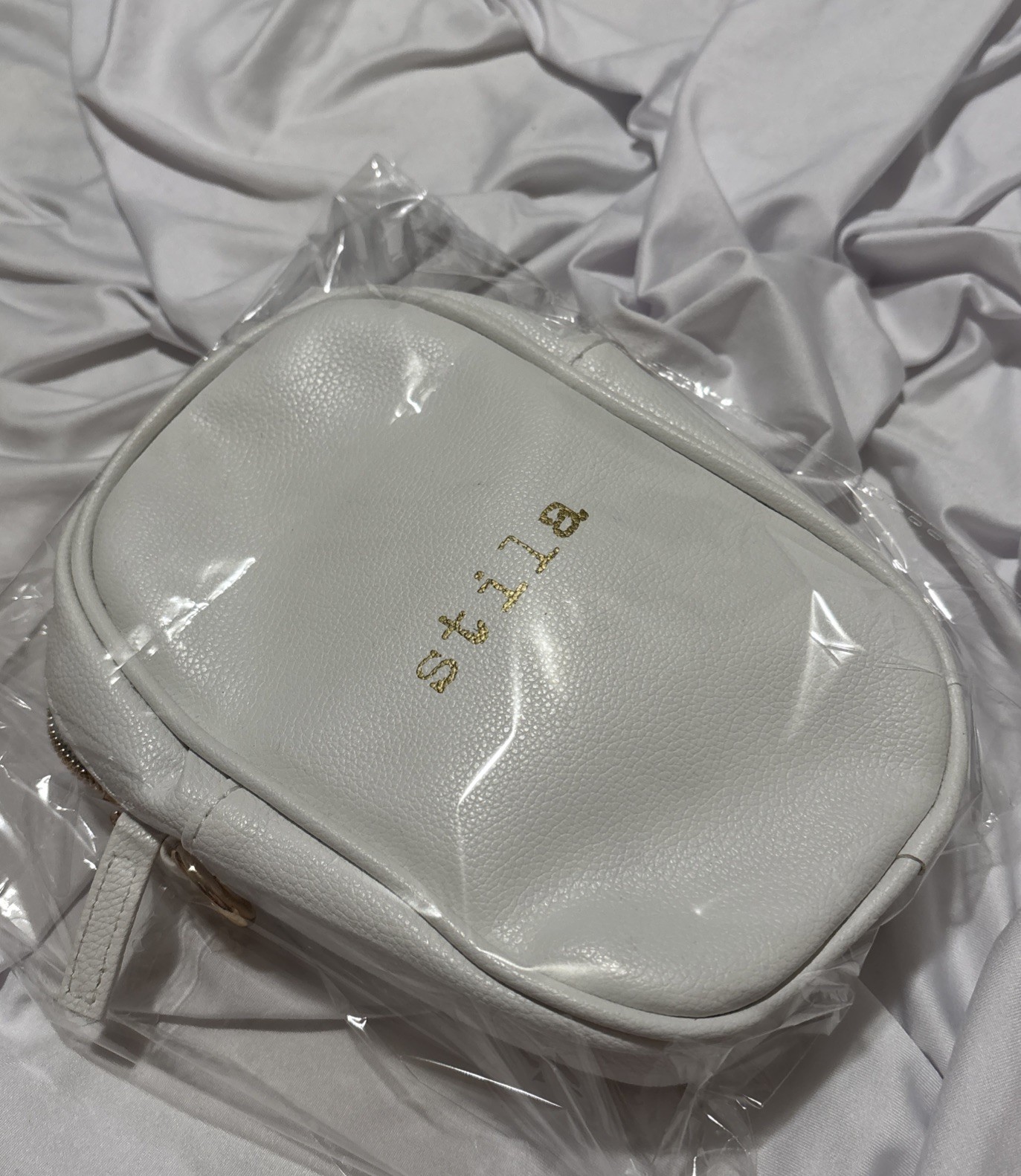4 Pc STILA Faux Leather Crossbody Cosmetic Bag Lipstick + Mascara + Eyeliner