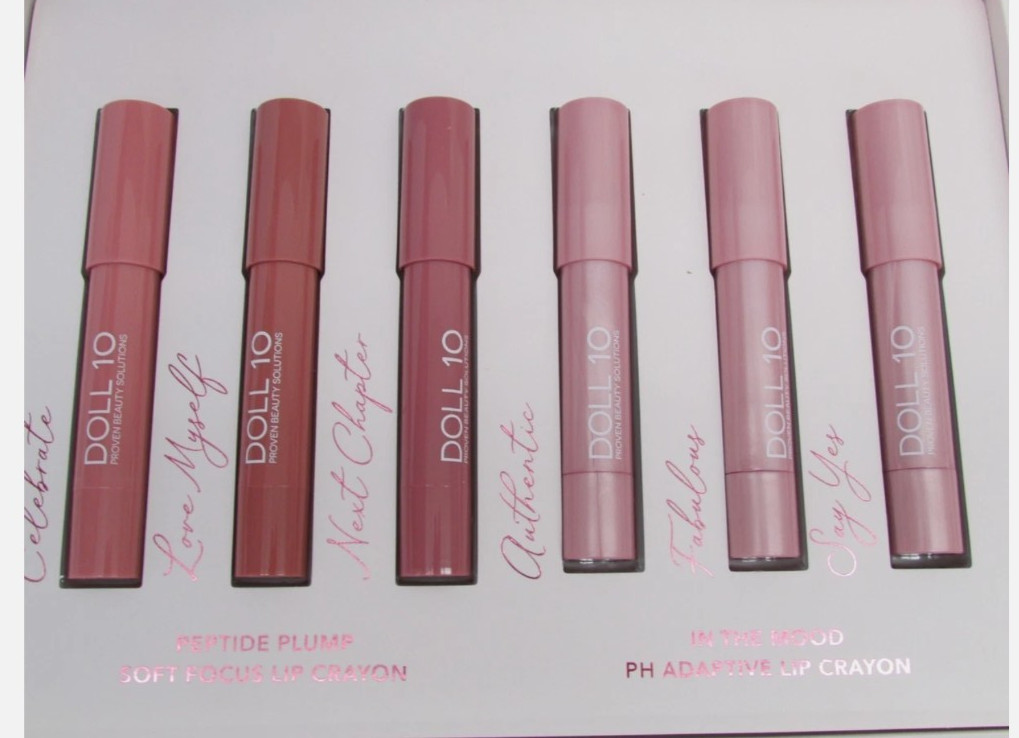 Doll 10 Beauty 6pc Lip Crayon Set Peptide Plump Soft Focus + pH Adaptive Collect