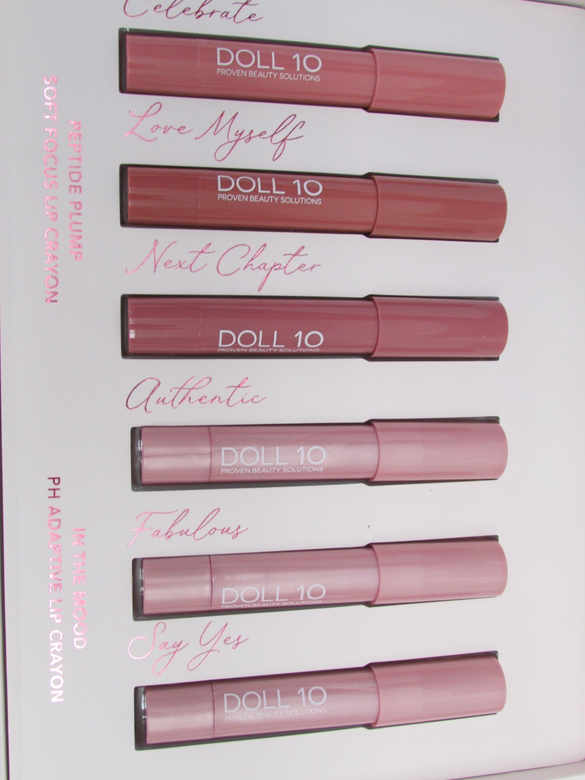 Doll 10 Beauty 6pc Lip Crayon Set Peptide Plump Soft Focus + pH Adaptive Collect