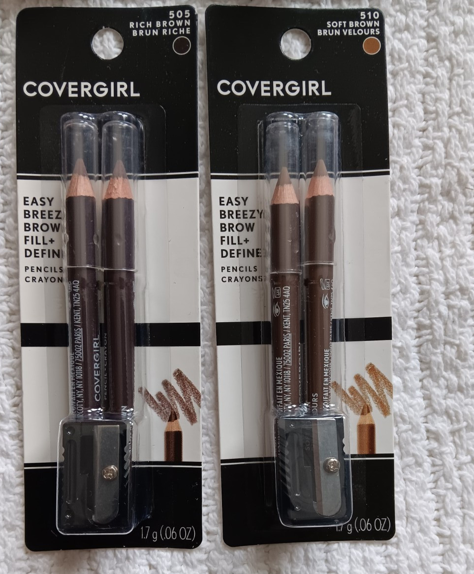 Covergirl Fair Powder Very Black Brown Mascara Soft Brown Pencil Eyeshadow Lot