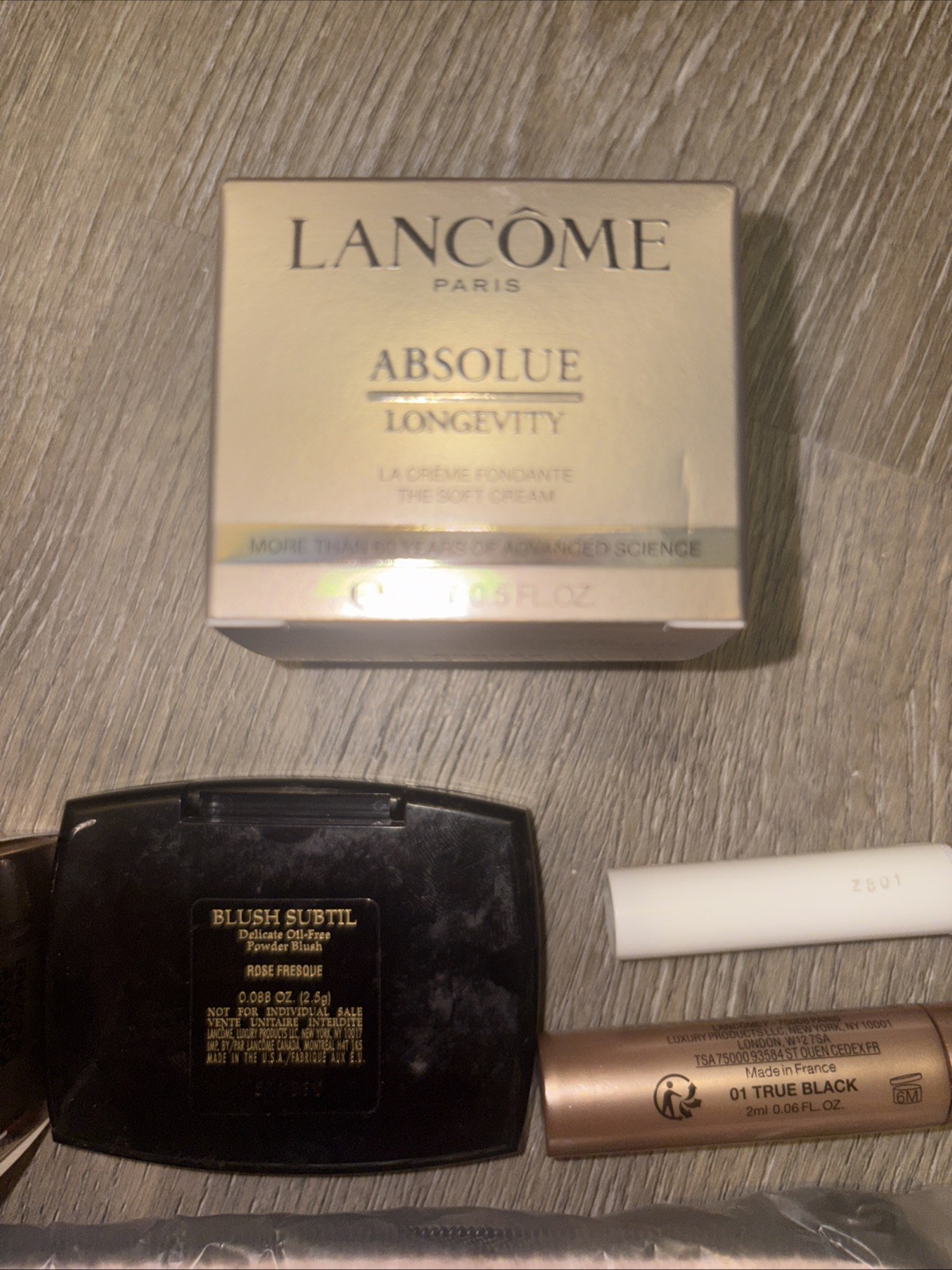 Lancôme Beauty Lot Absolue Soft Cream 15ml+Eye Cream+Blush Subtil+Bi-Facil+Pouch