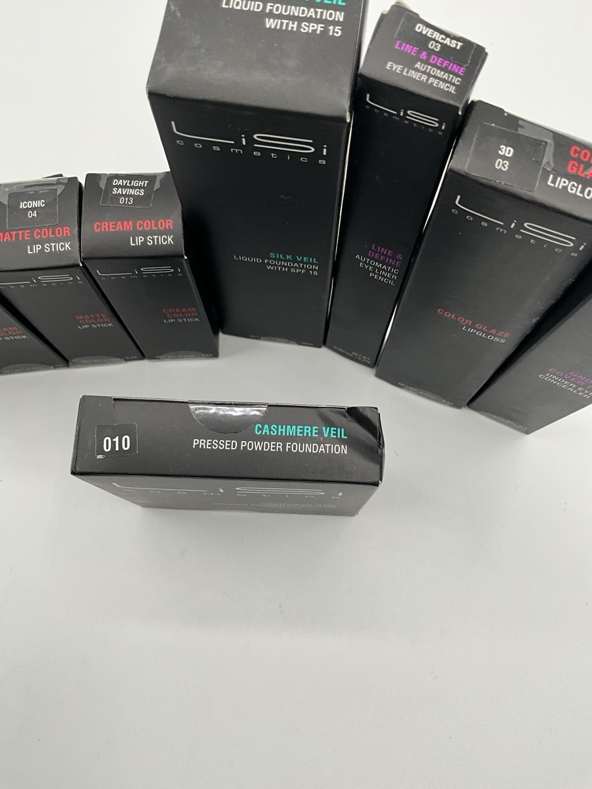 NIB Lot of 11 LiSi Cosmetics Found., Lipstick Eye Shadow Concealer Lip Make Up