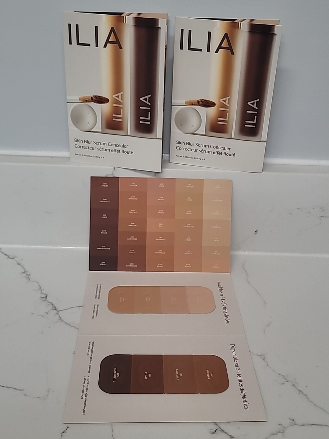 11 HIGH END TRAVEL SIZE FOUNDATION CONCEALER CARDS SAMPLES + COSMETIC BAG #GB91