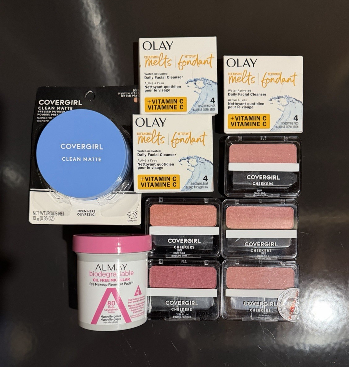 Assorted Lot of 10: Covergirl Clean Matte Powder, Cheekers Blush, Olay Melts