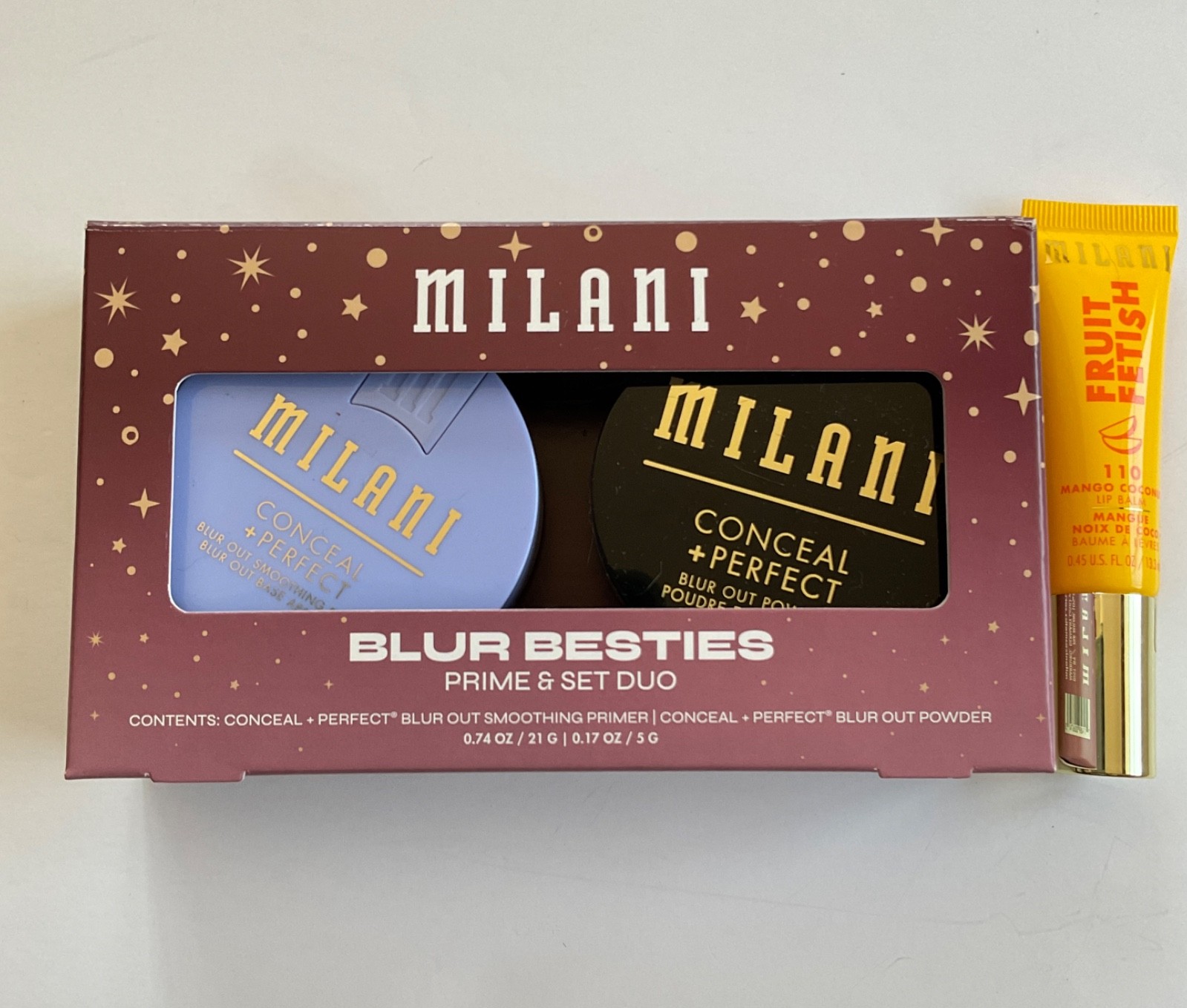 MILANI Blur Besties Conceal Primer + Fruit Fresh Lip Balm Makeup Set Bundle NEW