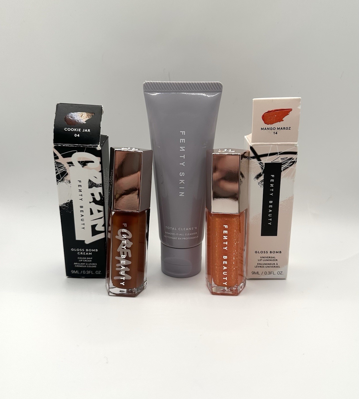 3pc Fenty Beauty Bundle (2) Gloss Bombs & Fenty Skin Total Cleans’r New/Sealed
