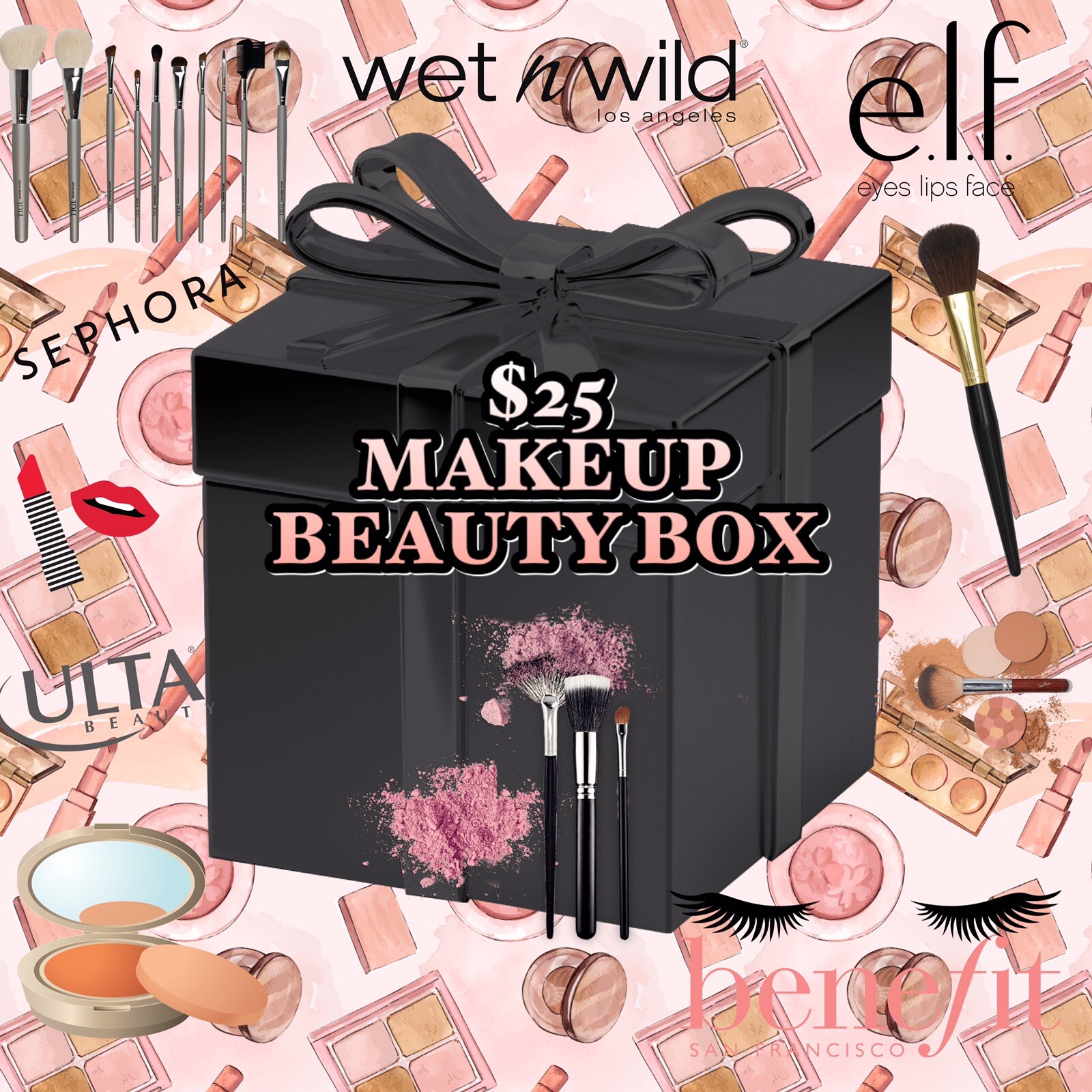 Makeup Lot Beauty Box – Lip, Face, Eyes, Skin Hair Woman’s Makeup Box Great Gift