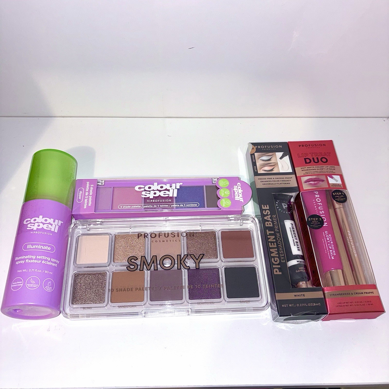 Profusion Cosmetics Makeup Bundle : Eye shadow , lip liner , Setting Spray
