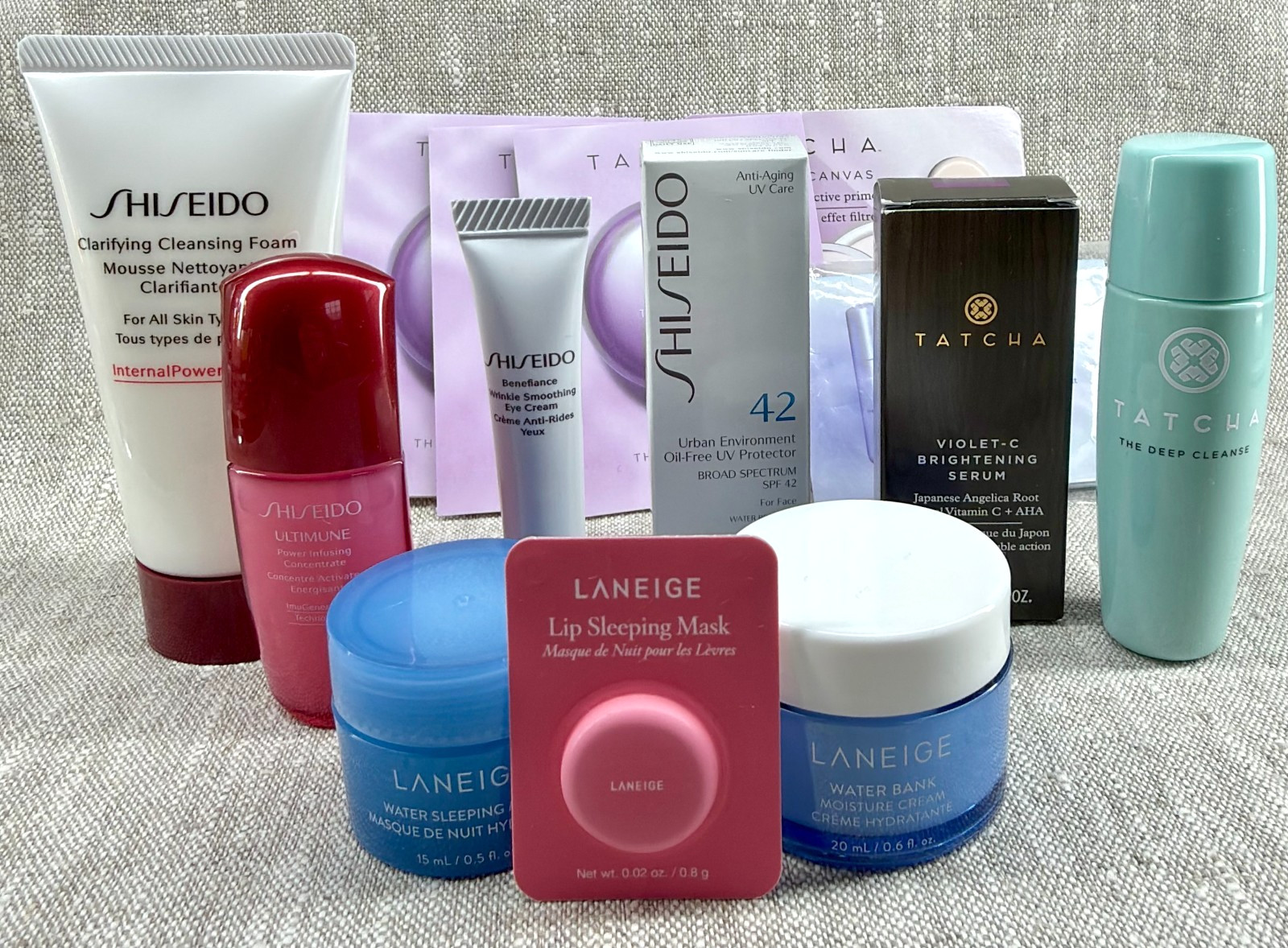 Shiseido Tatcha Laneige Skincare Set 20 Pc Travel Mini Cleanser Serum Mask Lot