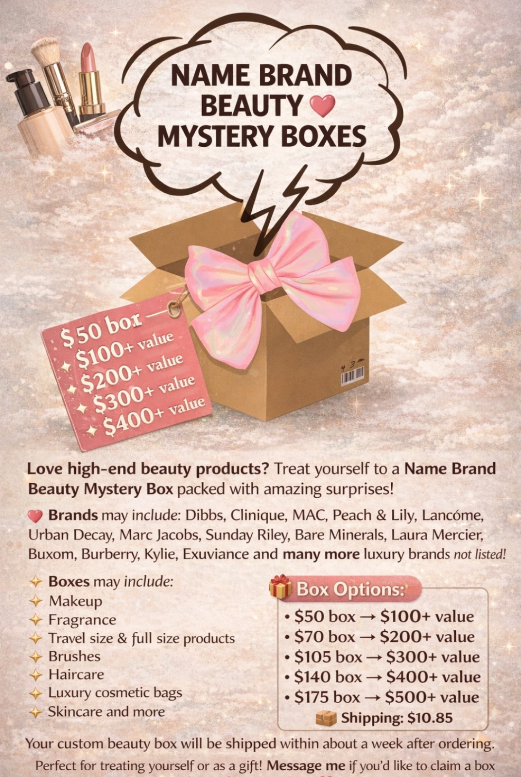 175$ gets 500$ Worth Assorted Beauty Box Full Size Makeup Skincare Fragrance